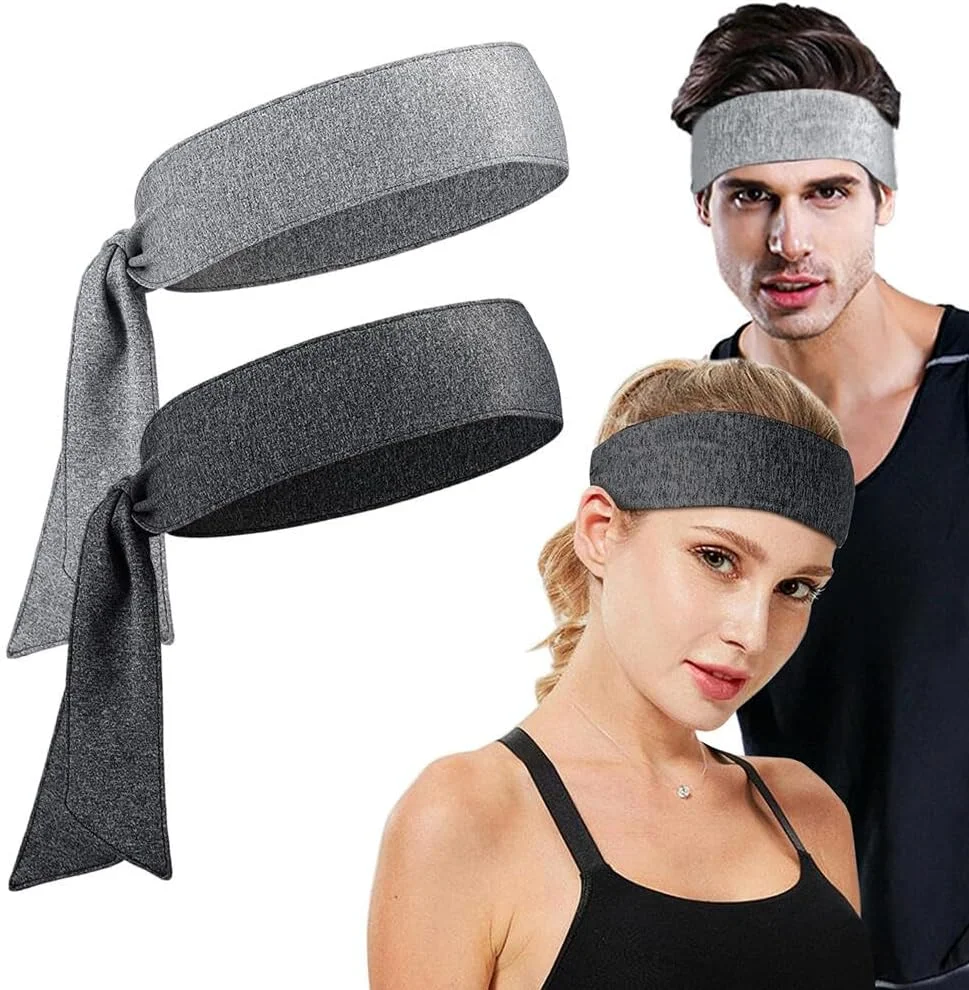 هدبند ورزشی Goodern بسته 2 عددی، هدبند ورزشی با قابلیت خشک شدن سریع برای زنان و مردان، هدبند ضد لغزش و جذب رطوبت، کش مو، هدبند کششی عرق گیر، هدبند унисекс برای بستن مو در پشت سر برای تمرین تنیس