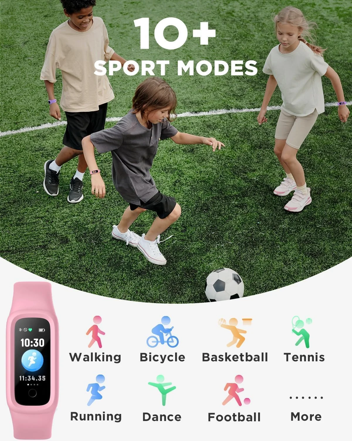 ردیاب تناسب اندام کودکانه BIGGERFIVE برای پسران و دختران، صورتی