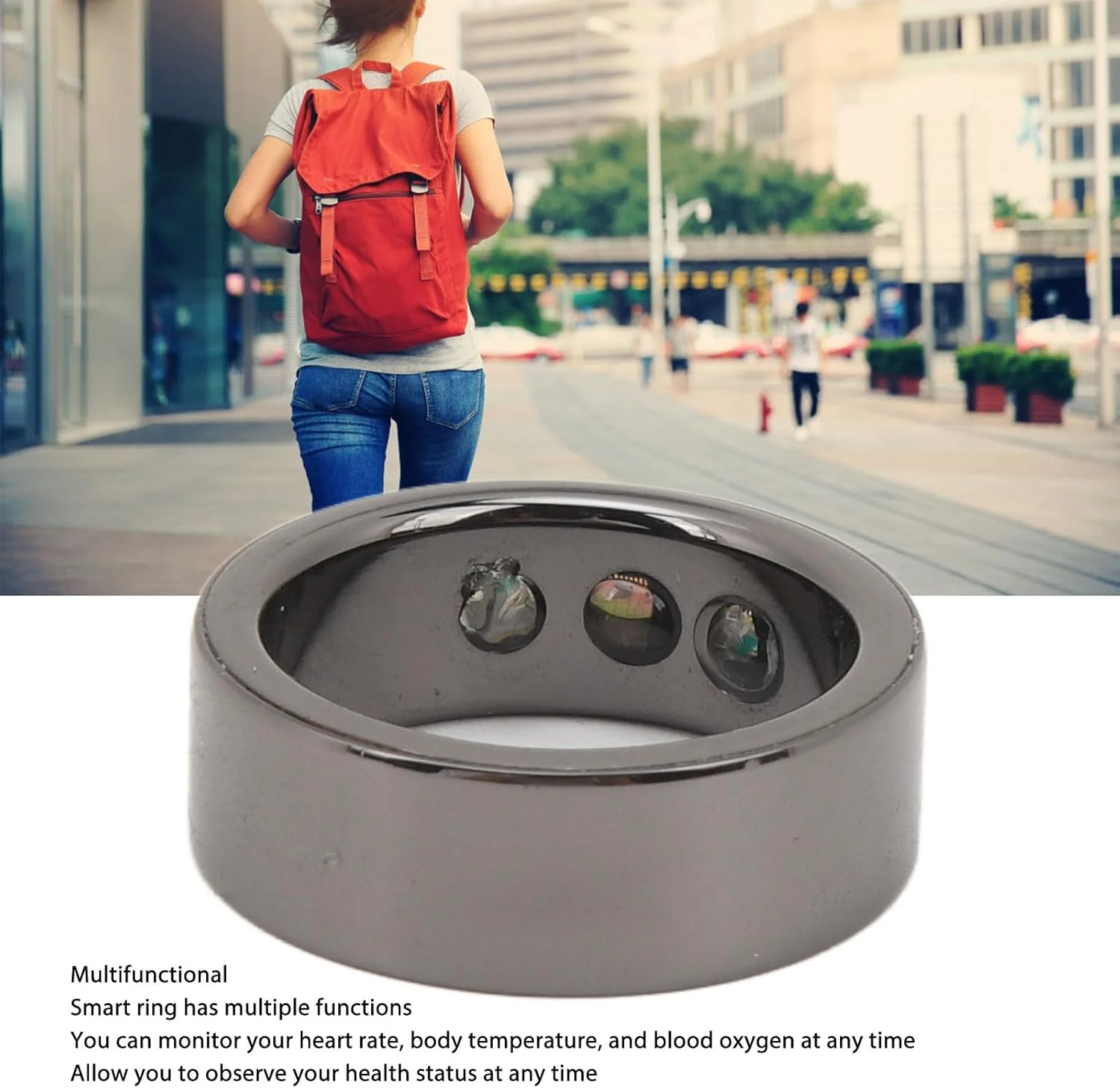 حلقه هوشمند ردیاب سلامتی، حلقه سرامیکی ردیاب تناسب اندام بلوتوثی با قابلیت پایش ضربان قلب، خواب، دما و اکسیژن خون، ضد آب، ردیاب فعالیت های ورزشی قابل استفاده برای موبایل حلقه هوشمند ردیاب سلامتی، حلقه سرامیکی ردیاب تناسب اندام بلوتوثی با قابلیت پایش ضربان قلب، خواب، دما و اکسیژن خون، ضد آب، ردیاب فعالیت های ورزشی قابل استفاده برای موبایل