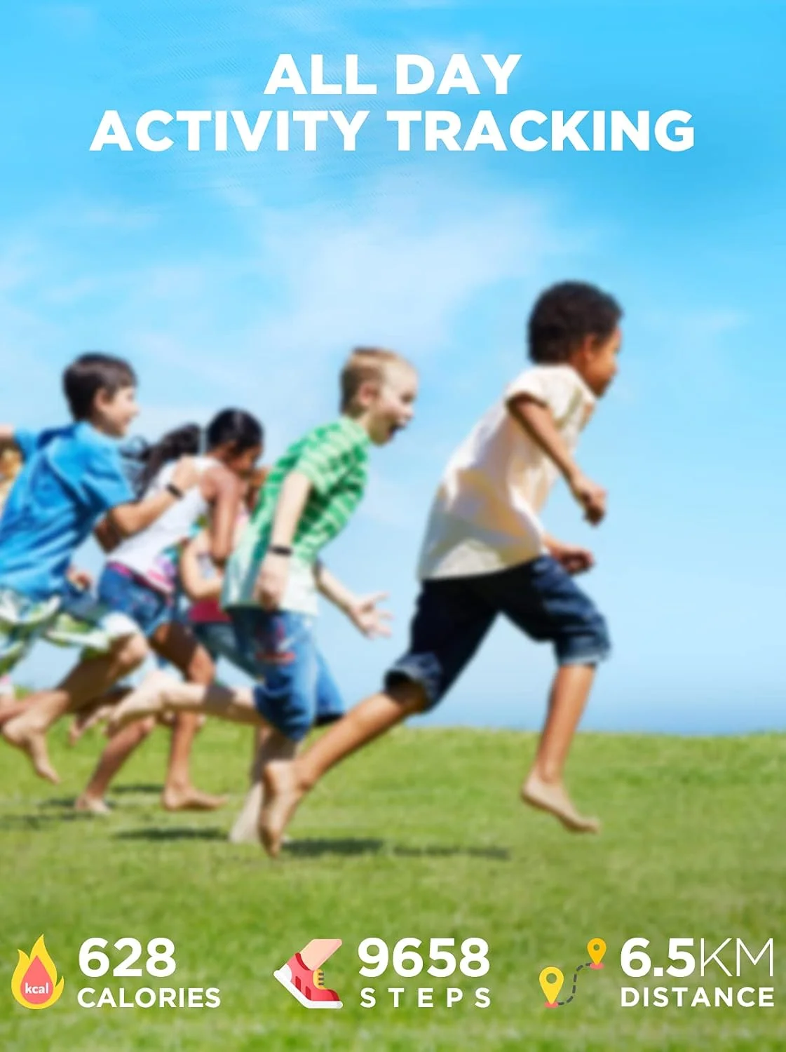 ردیاب تناسب اندام کودکان BIGGERFIVE Vigor مناسب دختران و پسران 5 تا 15 سال، ضد آب IP68، ردیاب فعالیت، گام شمار، پایش ضربان قلب و خواب، شمارشگر گام و کالری