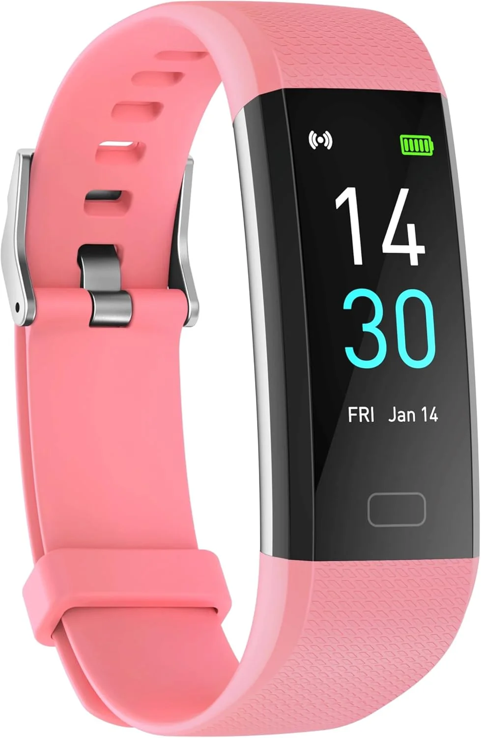 ردیاب تناسب اندام با گام شمار/کالری/کرنومتر، ردیاب فعالیت با پایش ضربان قلب، IP68، ردیاب سلامت با پایش خواب، ساعت هوشمند، ساعت گام شمار برای زنان، مردان و کودکان (صورتی)
