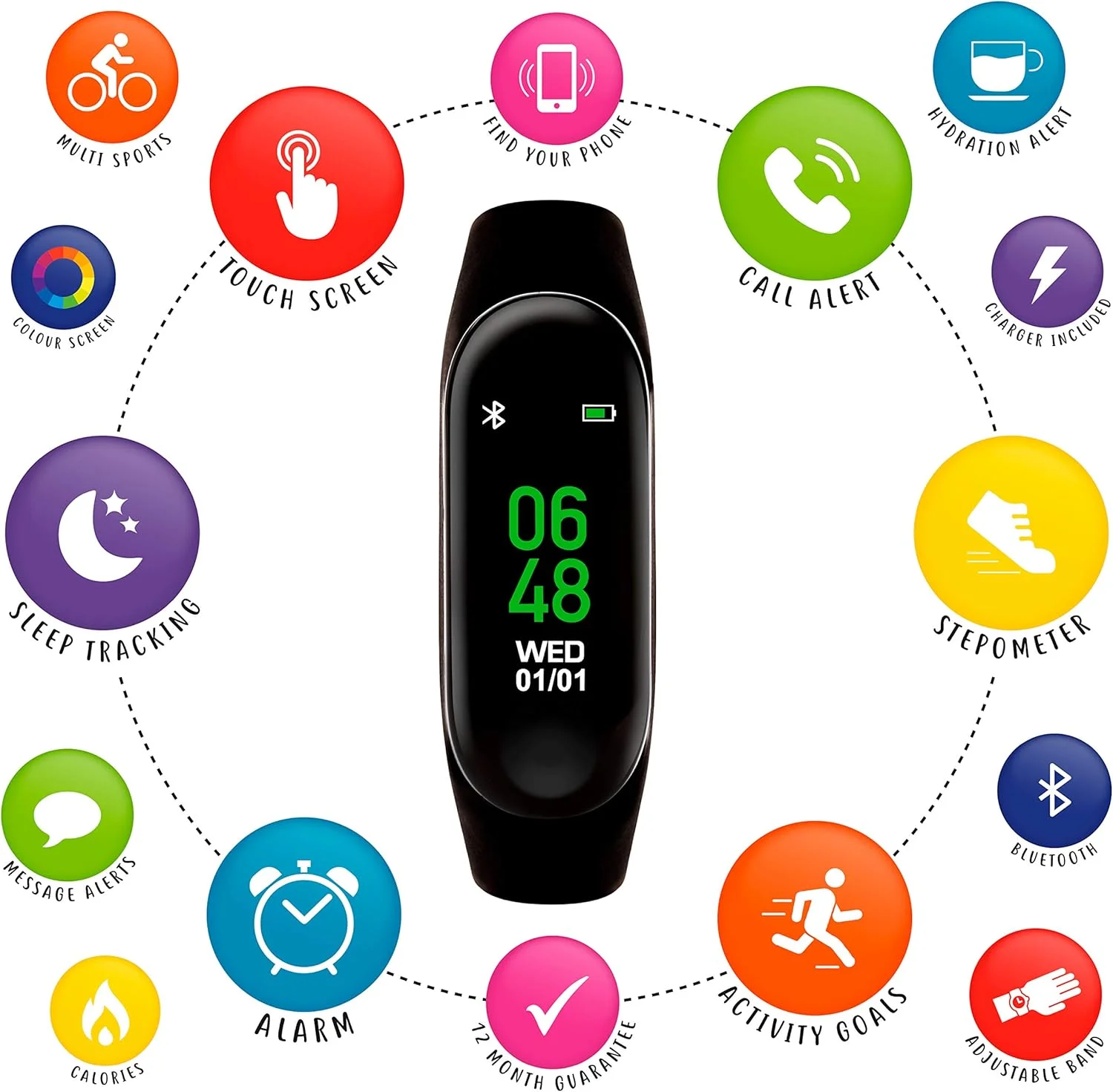 ردیاب فعالیت کودکان CAOLATOR Tikkers، ساعت دیجیتال سیلیکونی مشکی TKS01-0002