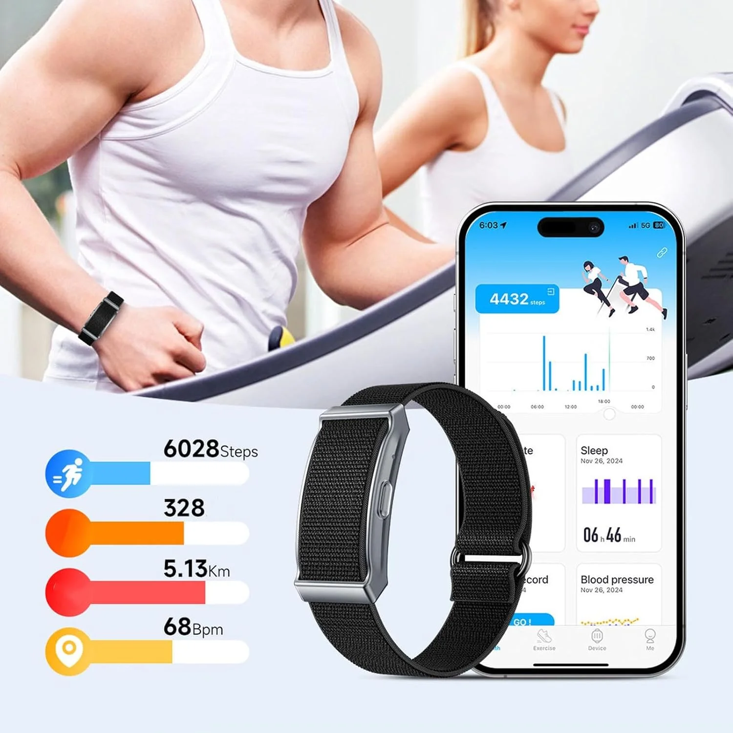 دستبند هوشمند Annadue، مچ بند هوشمند سلامت و تناسب اندام، ردیاب فعالیت پوشیدنی بلوتوثی، مصرف کالری، نظارت بر خواب، بیش از 100 حالت ورزشی، OTA