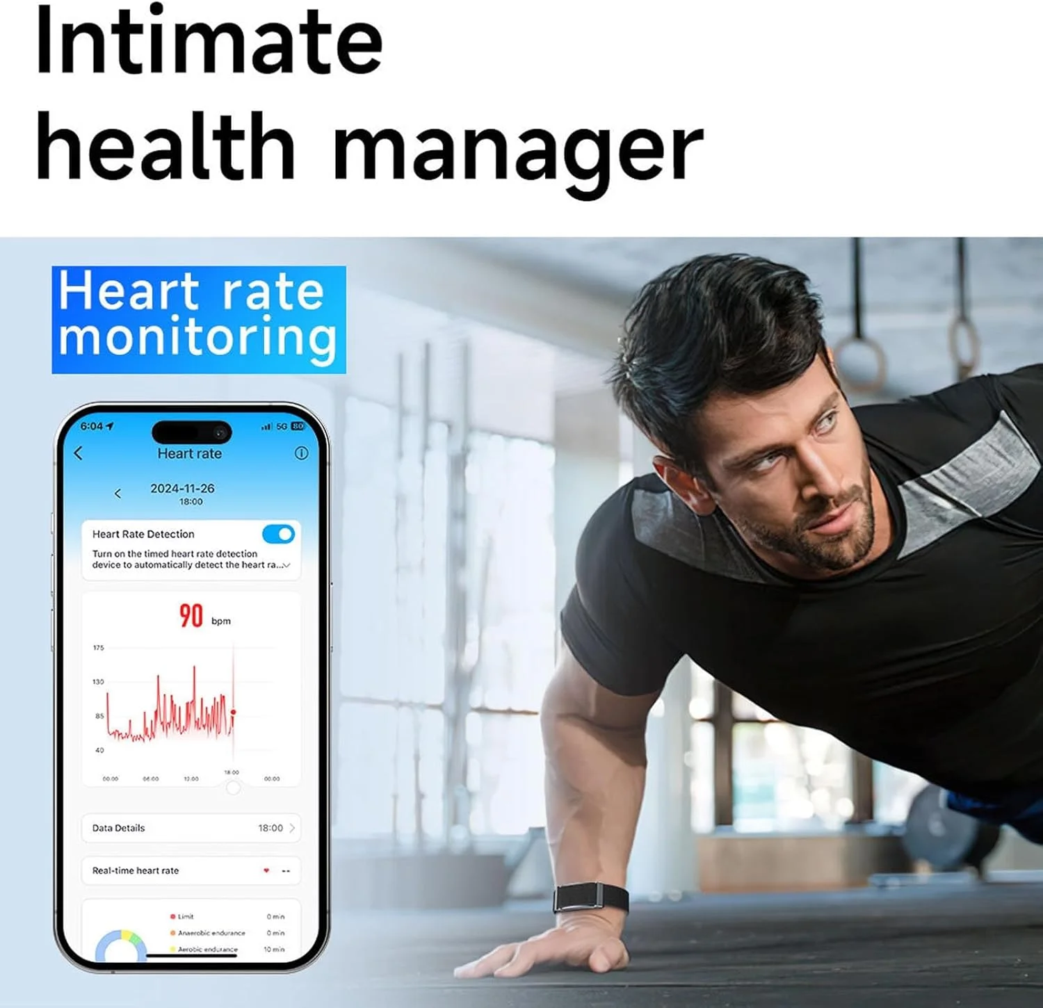 دستبند هوشمند سلامتی Goshyda، ردیاب فعالیت و تناسب اندام، ردیابی خواب، ضد آب IP68، مانیتورینگ خودکار، مچ بند ورزشی، شارژ مغناطیسی، زمان آماده به کار 120 روز