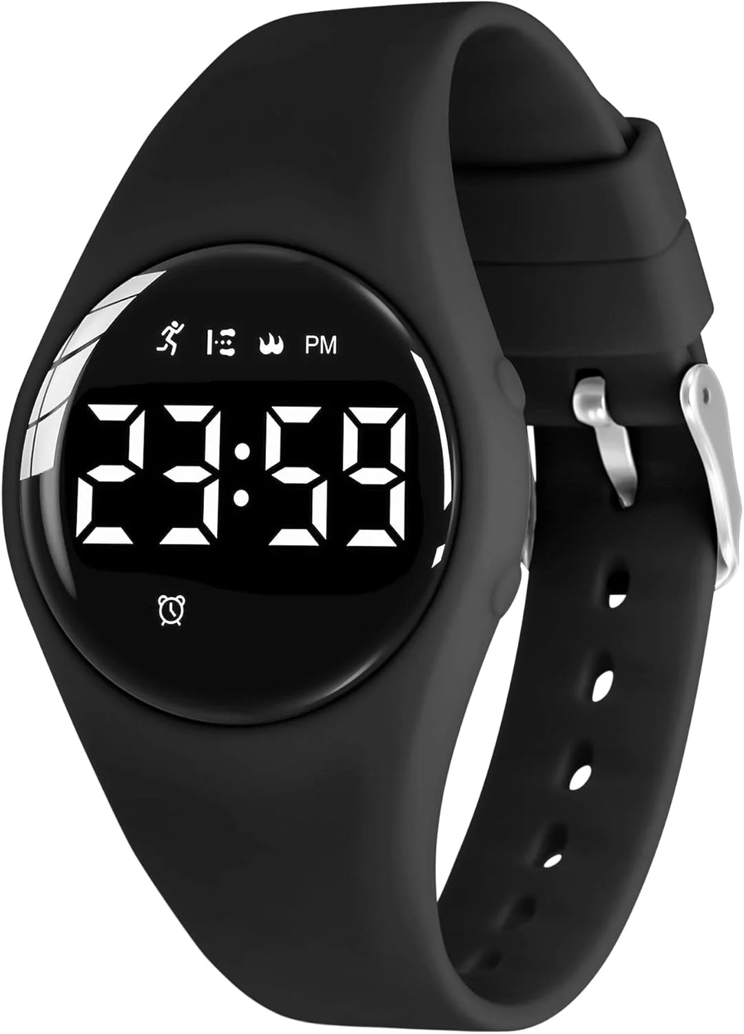 ساعت ردیاب تناسب اندام برای کودکان 3 تا 12 سال، ردیاب فعالیت دیجیتال، غیر بلوتوثی، دارای آلارم/شمارش کالری/گام شمار (مشکی)