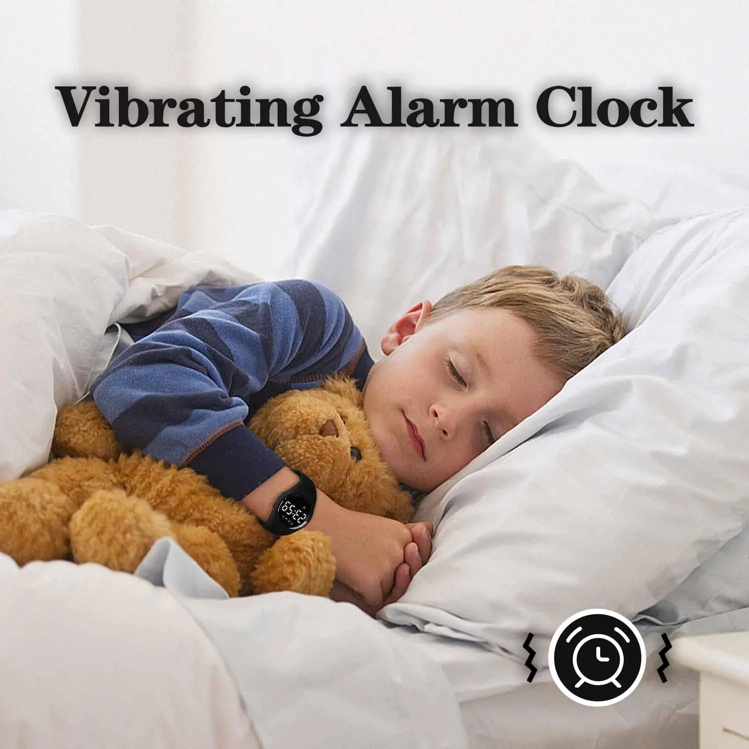 ساعت ردیاب تناسب اندام برای کودکان 3 تا 12 سال، ردیاب فعالیت دیجیتال، غیر بلوتوثی، دارای آلارم/شمارش کالری/گام شمار (مشکی)