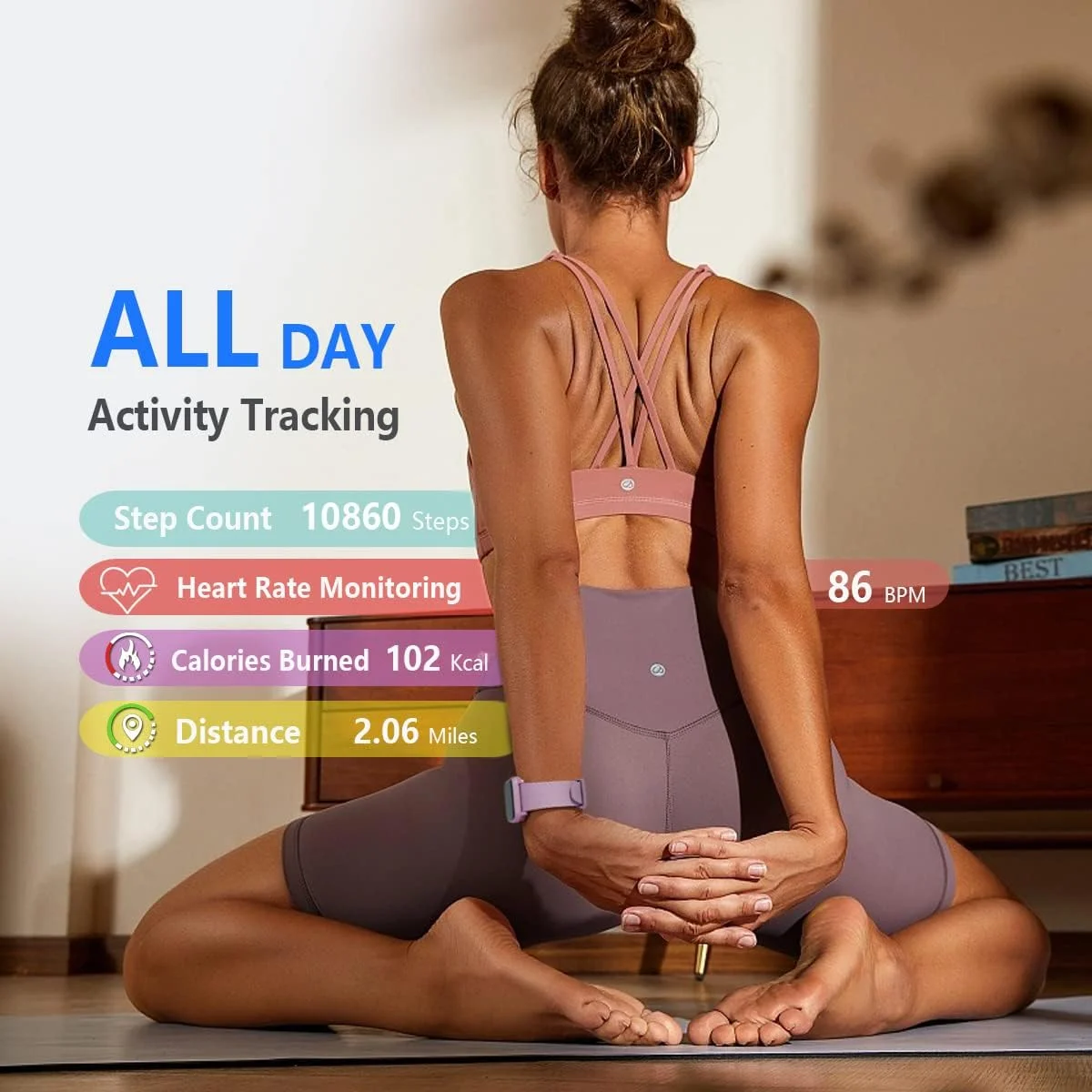 فیتنس ترکر FITVII، ساعت هوشمند با قابلیت پایش 24/7 فشار خون، ضربان قلب و اکسیژن خون، ردیاب خواب با شمارشگر گام و کالری، ردیاب فعالیت ضد آب IP68 برای زنان، مردان، اندروید و iOS