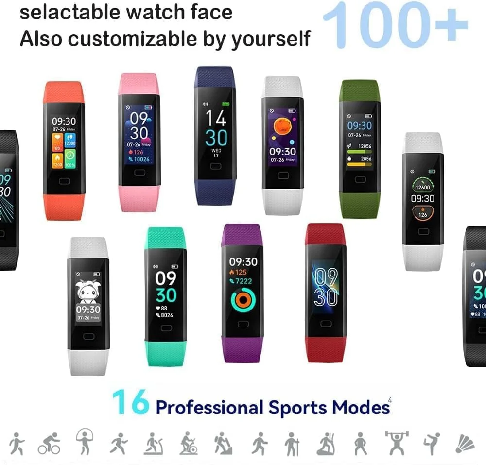 ردیاب تناسب اندام ساعت هوشمند - نظارت بر فشار خون، ضربان قلب و اکسیژن | ردیاب خواب و فعالیت با گام شمار | ایده آل برای مردان، زنان و کودکان | نظارت بر سلامتی در حال حرکت