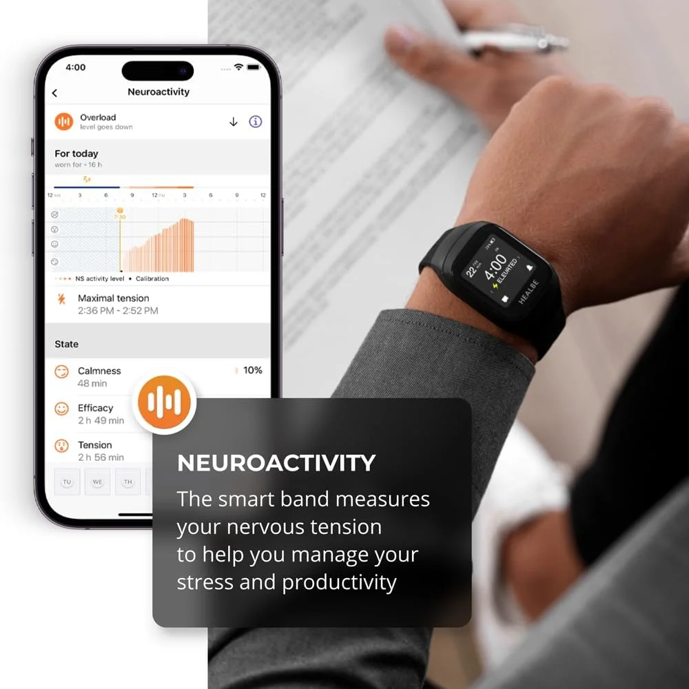 ردیاب سلامتی، تناسب اندام و فعالیت HEALBE GoBe3 با ردیابی خودکار میزان کالری دریافتی و سوزانده شده، تعادل آب، ضربان قلب، خواب، فعالیت عصبی و استرس، با اپلیکیشن رایگان، ابسیدین