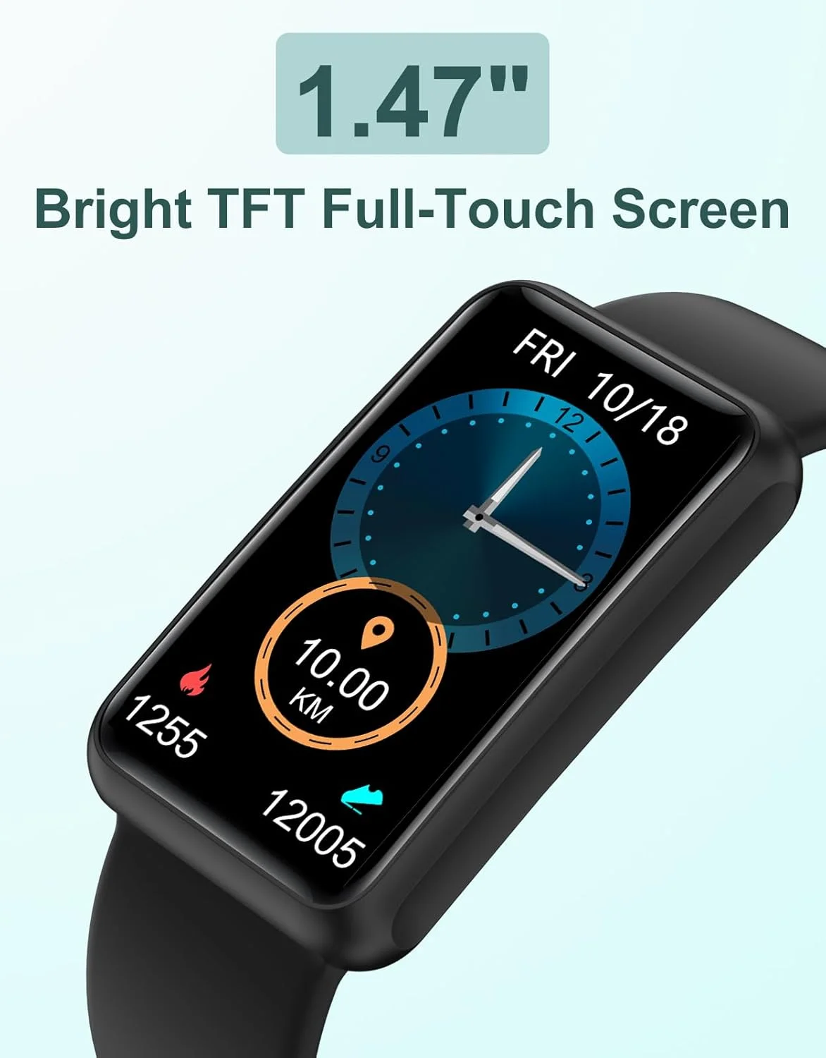 ساعت ردیاب تناسب اندام HUAKUA برای مردان، زنان و کودکان، بدون نیاز به بلوتوث، بدون نیاز به برنامه، بدون نیاز به تلفن، ساعت ورزشی ضد آب IP68 با صفحه لمسی کامل با گام شمار، شمارش کالری، ردیاب خواب و ساعت زنگ دار (مشکی)