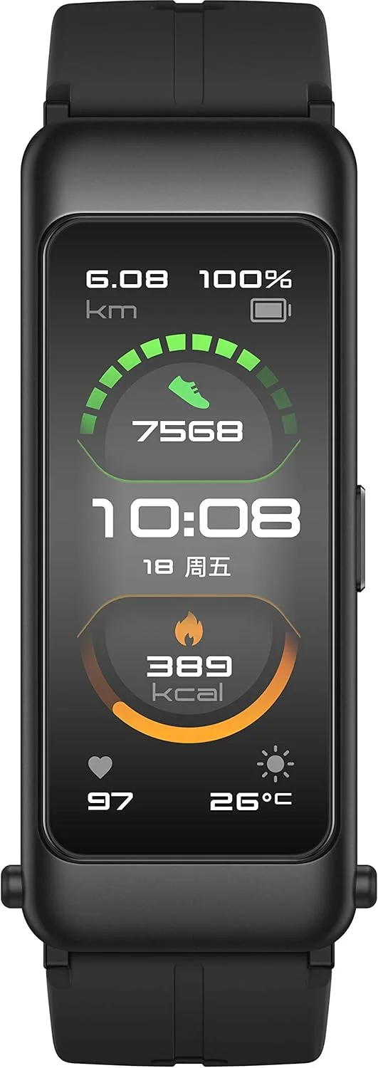هواوی Talkband B6، ردیاب فعالیت های ورزشی با صفحه نمایش رنگی 1.53 اینچی AMOLED، نظارت بر تناسب اندام در تمام طول روز، هندزفری بلوتوثی جداشدنی، ردیابی و نظارت بر خواب، مشکی گرافیت