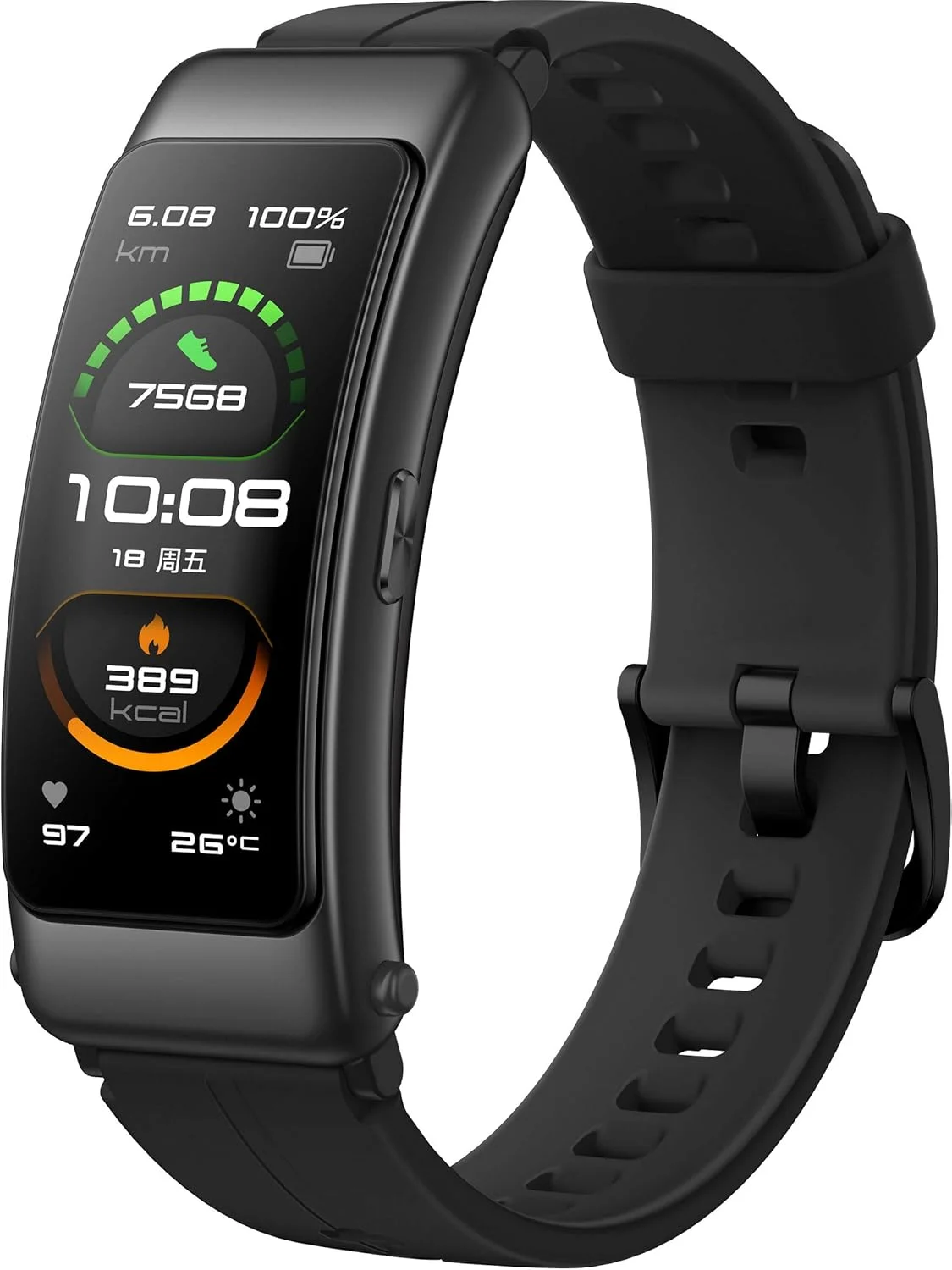 هواوی Talkband B6، ردیاب فعالیت های ورزشی با صفحه نمایش رنگی 1.53 اینچی AMOLED، نظارت بر تناسب اندام در تمام طول روز، هندزفری بلوتوثی جداشدنی، ردیابی و نظارت بر خواب، مشکی گرافیت