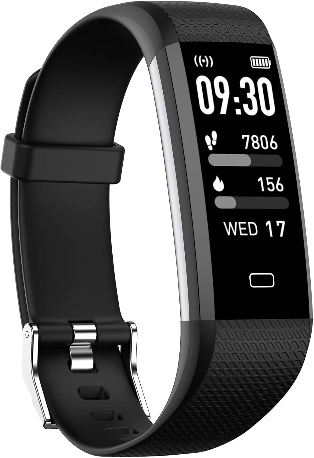 ردیاب تناسب اندام کومل، ردیاب فعالیت با نمایشگر ضربان قلب، گام شمار ضد آب با گام شمار، پایش خواب، ردیابی کالری برای زنان و مردان - مشکی