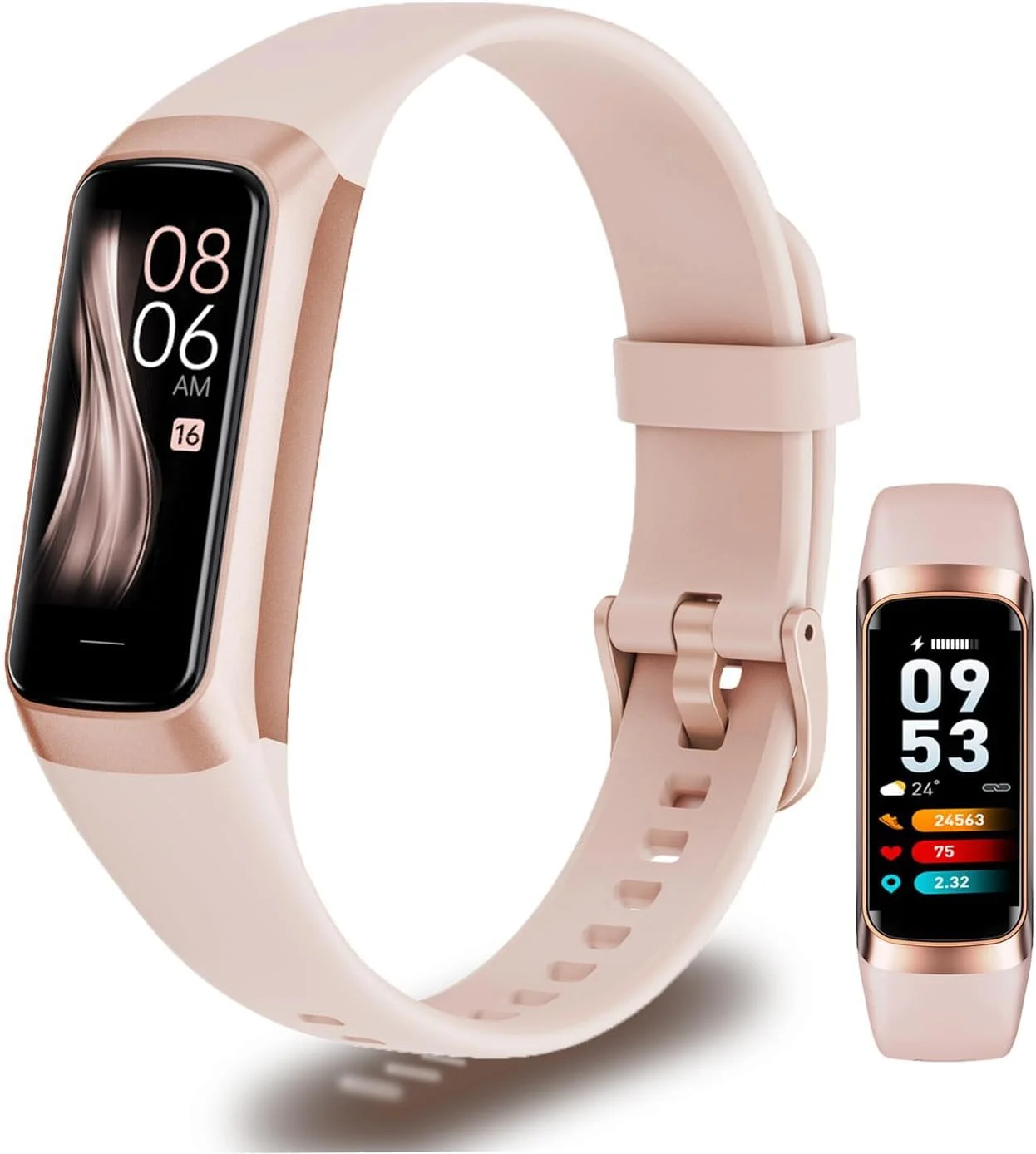 ردیاب تناسب اندام، مچ بند هوشمند ردیاب گام، صفحه نمایش رنگی لمسی 1.1 اینچی AMOLED، مچ بند ضد آب تناسب اندام با مانیتور اکسیژن خون/ضربان قلب/شمارنده گام/زنگ هشدار/تایمر/کالری/مانیتور خواب