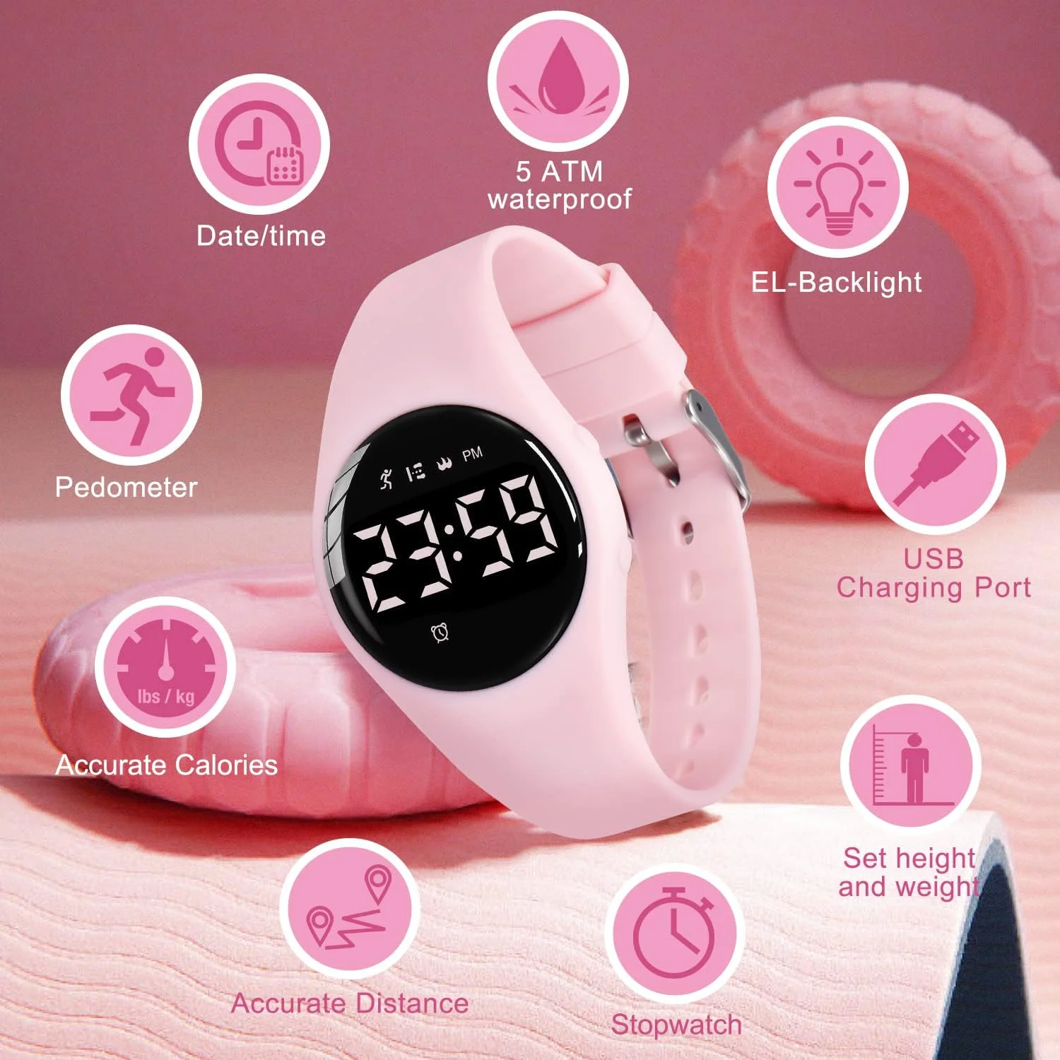 ساعت ردیاب تناسب اندام کودکان L LAVAREDO، ساعت ردیاب فعالیت دیجیتال برای کودکان 3-12 ساله، غیر بلوتوثی، ساعت مچی شمارش گام/کالری/گام شمار برای کودکان