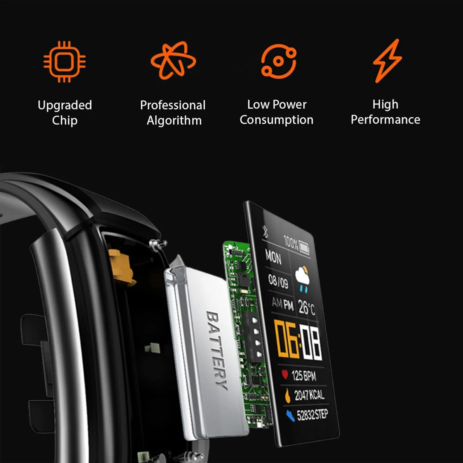 ساعت ردیاب تناسب اندام KASTWAVE برای مردان، زنان و کودکان، ساعت هوشمند با ردیاب فعالیت شیک، ساعت سلامت، اعلان‌های هوشمند، ضد آب، گام شمار، ضربان قلب، فشار خون