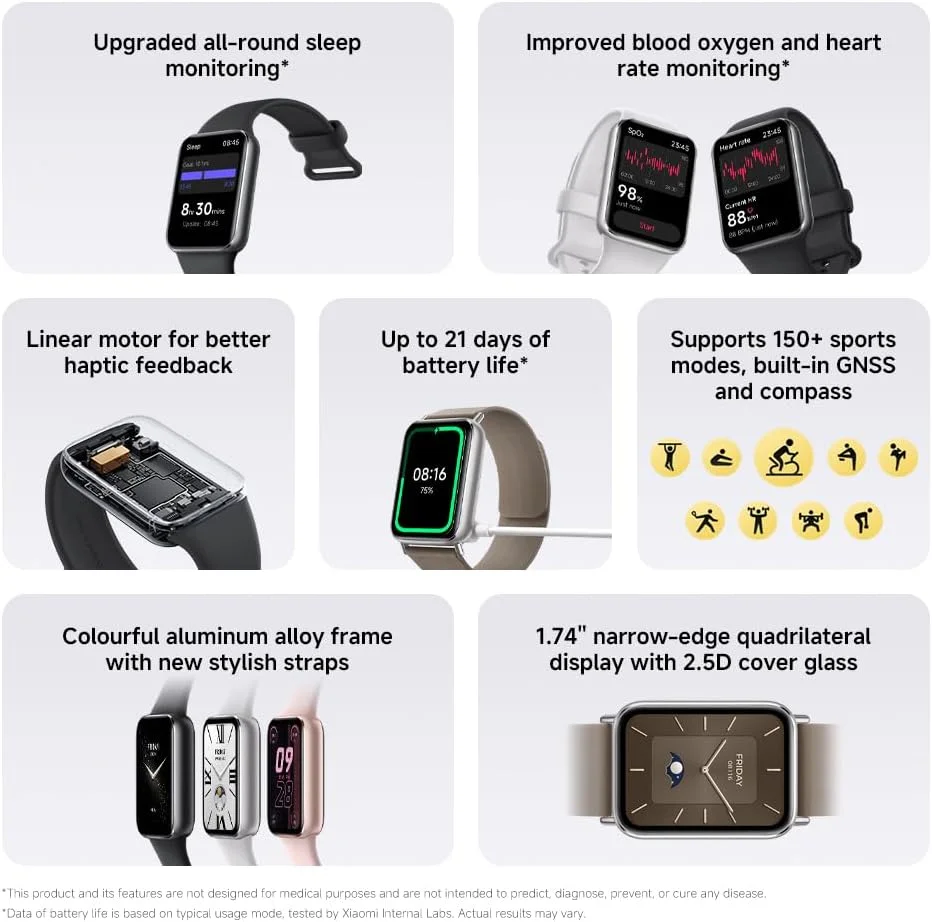 شیائومی اسمارت بند 9 پرو مشکی آبسیدین | نمایشگر 1.74 اینچی با حاشیه باریک | عمر باتری فوق العاده طولانی 21 روزه | مدیریت سلامت | تجزیه و تحلیل حرفه ای تمرین