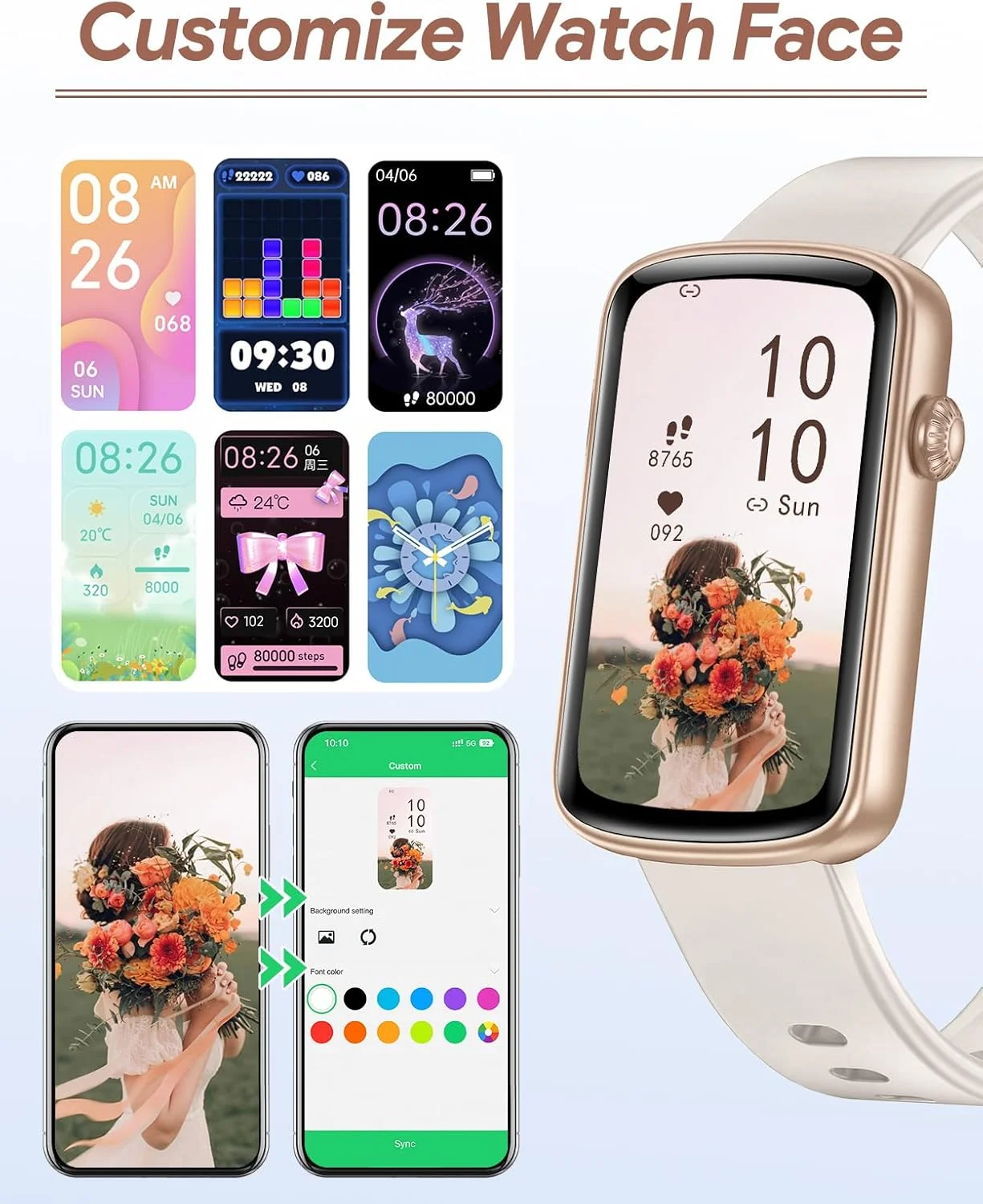 ردیاب تناسب اندام RUIMEN، ساعت های ورزشی برای زنان و مردان با مانیتور ضربان قلب، ردیاب اکسیژن خون و خواب، گام شمار، ساعت هوشمند 1.47 اینچی، شمارنده کالری برای اندروید و iOS، ضد آب IP68 (نور ستاره)