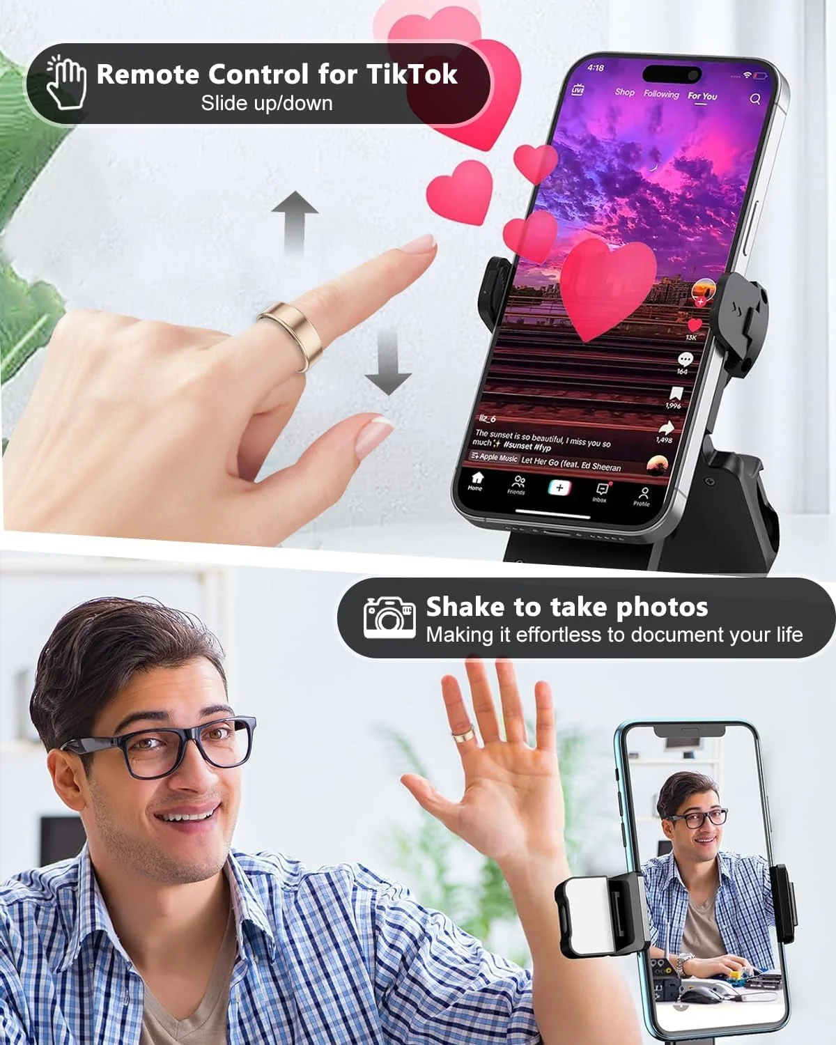 حلقه هوشمند ردیاب سلامتی برای زنان و مردان - حلقه ضدآب IP68 تناسب اندام با ردیاب خواب/ضربان قلب/فشار خون/اکسیژن خون/شمارش گام/کالری برای iOS و Android، بدون هزینه اشتراک