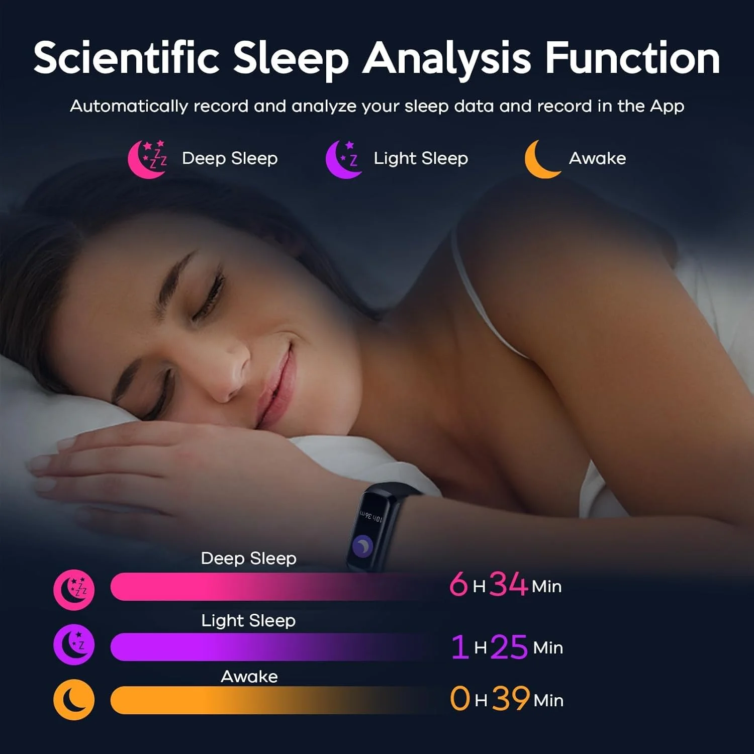 ساعت هوشمند، ردیاب تناسب اندام با قابلیت پایش فشار خون، ضربان قلب و کیفیت خواب، ساعت هوشمند ضدآب IP67، شمارشگر کالری، گام شمار و ردیاب فعالیت برای اندروید و iOS، مناسب برای آقایان و بانوان