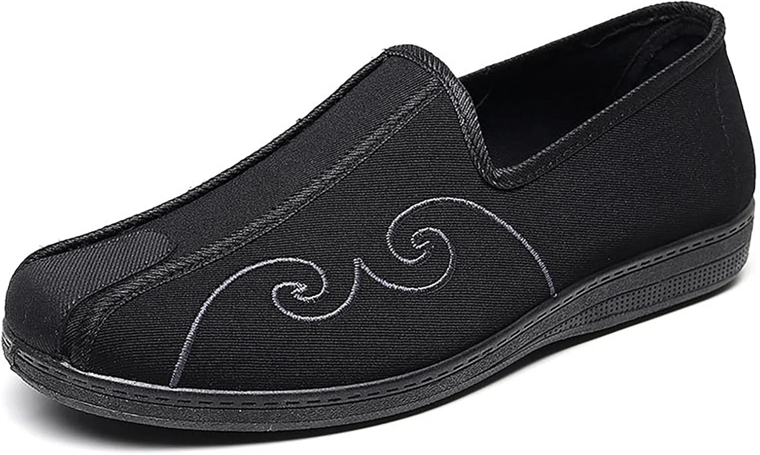 کفش تای چی مردانه، کفش پارچه ای پکن قدیمی، گلدوزی چینی، سبک چینی، کفش پارچه ای دهان گرد غیر رسمی، طراحی بدون بند، جذابیت سنتی، برای هنرهای رزمی، اوقات فراغت، فضای باز