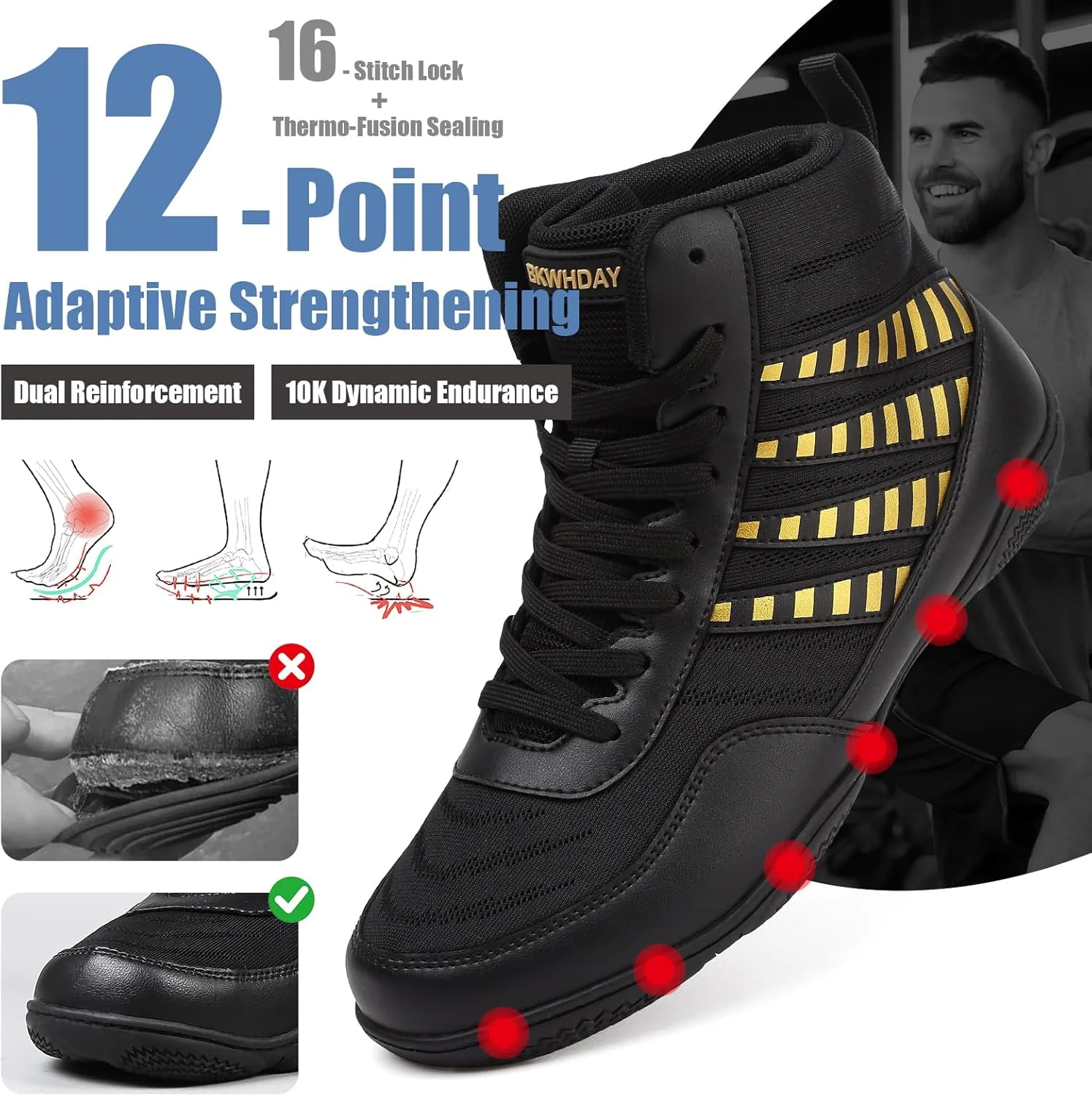 کفش کشتی مردانه جوانان بوکس تمرینات متقاطع اسکات بدنسازی سبک وزن تنفسی ضد لغزش