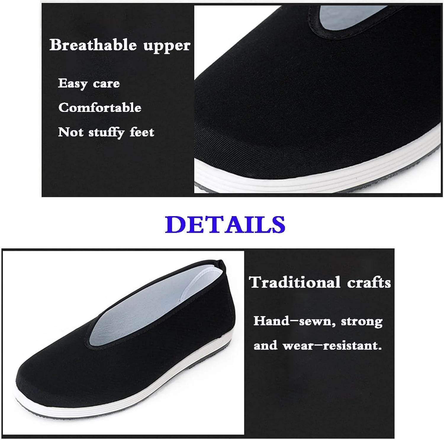 کفش پارچه ای، کفش کونگ فو، کفش تای چی، کفش پارچه ای پکن قدیمی، قابلیت تنفس عالی، جذابیت سنتی، برای هنرهای رزمی، تای چی، وینگ چون، ووشو، و همچنین می توان از آن به عنوان کفش خانگی استفاده کرد کفش پارچه ای، کفش کونگ فو، کفش تای چی، کفش پارچه ای پکن قدیمی، قابلیت تنفس عالی، جذابیت سنتی، برای هنرهای رزمی، تای چی، وینگ چون، ووشو، و همچنین می توان از آن به عنوان کفش خانگی استفاده کرد