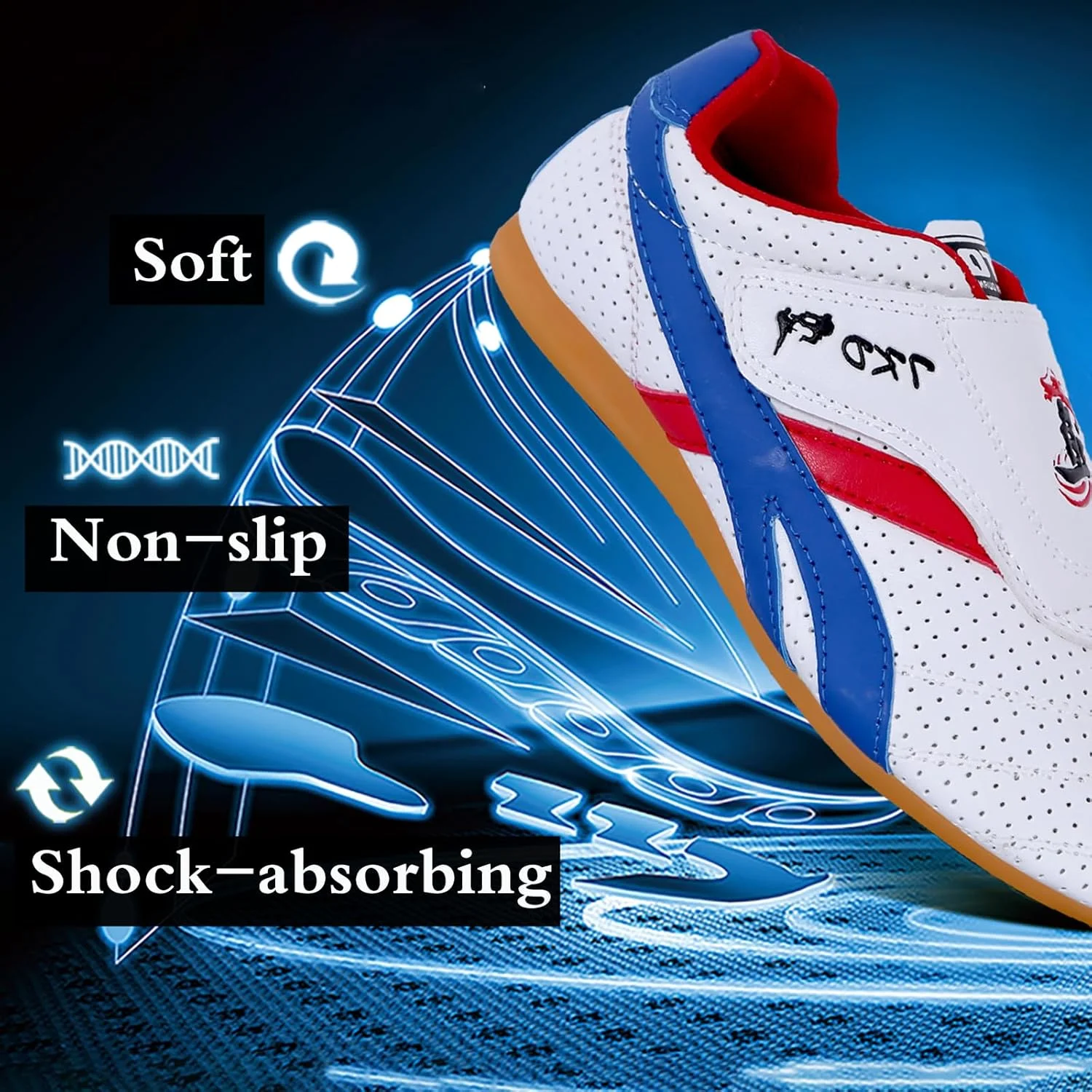 کفش تکواندو ضد لغزش، کفش تمرین کاراته تکواندو، کفش ورزشی هنرهای رزمی سبک وزن، مقاوم در برابر سایش، سازگار با پوست، مناسب برای بزرگسالان و کودکان کفش تکواندو ضد لغزش، کفش تمرین کاراته تکواندو، کفش ورزشی هنرهای رزمی سبک وزن، مقاوم در برابر سایش، سازگار با پوست، مناسب برای بزرگسالان و کودکان