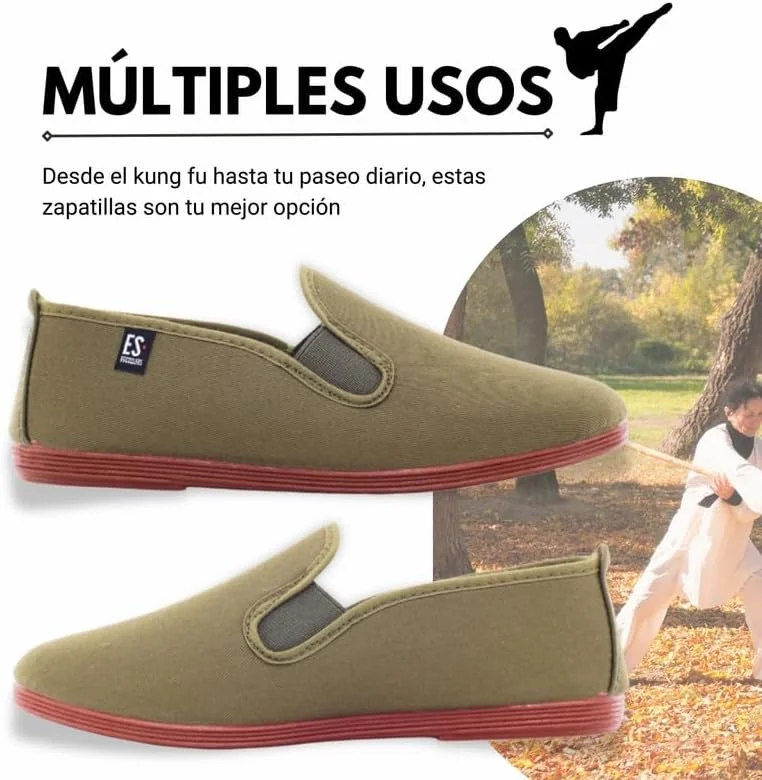 کفش کلاسیک کونگ فو برای تمام زندگی! سبک و راحت، ساخته شده از کرباس با زیره انعطاف پذیر و ضد لغزش. همچنین به عنوان کفش های کمپینگ یا دمپایی چینی شناخته می شود. ایده آل برای استفاده در تایچی یا کاراته و همچنین تمرین هنرهای رزمی، ورزش های داخل سالن، کمپینگ، رقص یا فقط برای استفاده در خانه. طیف گسترده ای از اندازه ها، حتی برای کوچکترین افراد در خانه. محصول با کیفیت ملی، ساخت اسپانیا با بهترین مواد. کفش کلاسیک کونگ فو برای تمام زندگی! سبک و راحت، ساخته شده از کرباس با زیره انعطاف پذیر و ضد لغزش. همچنین به عنوان کفش های کمپینگ یا دمپایی چینی شناخته می شود. ایده آل برای استفاده در تایچی یا کاراته و همچنین تمرین هنرهای رزمی، ورزش های داخل سالن، کمپینگ، رقص یا فقط برای استفاده در خانه. طیف گسترده ای از اندازه ها، حتی برای کوچکترین افراد در خانه. محصول با کیفیت ملی، ساخت اسپانیا با بهترین مواد.