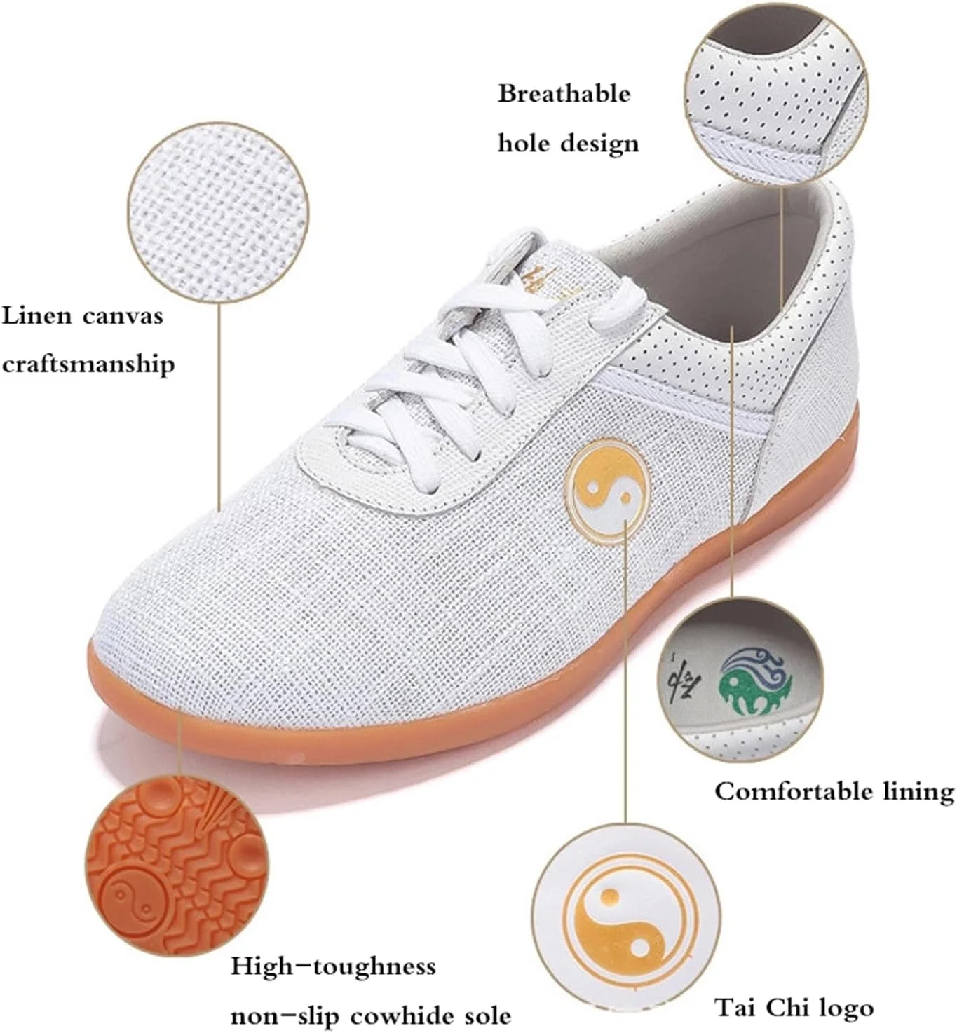 کفش تکواندو униsex، کفش تائ چی رزمی بومى، کفش کونگ فو تائ چی، مقاوم در برابر سایش، مناسب پا، سبک وزن و تنفس پذیر، برای تکواندو، بوکس، کونگ فو، کاراته و تائ چی