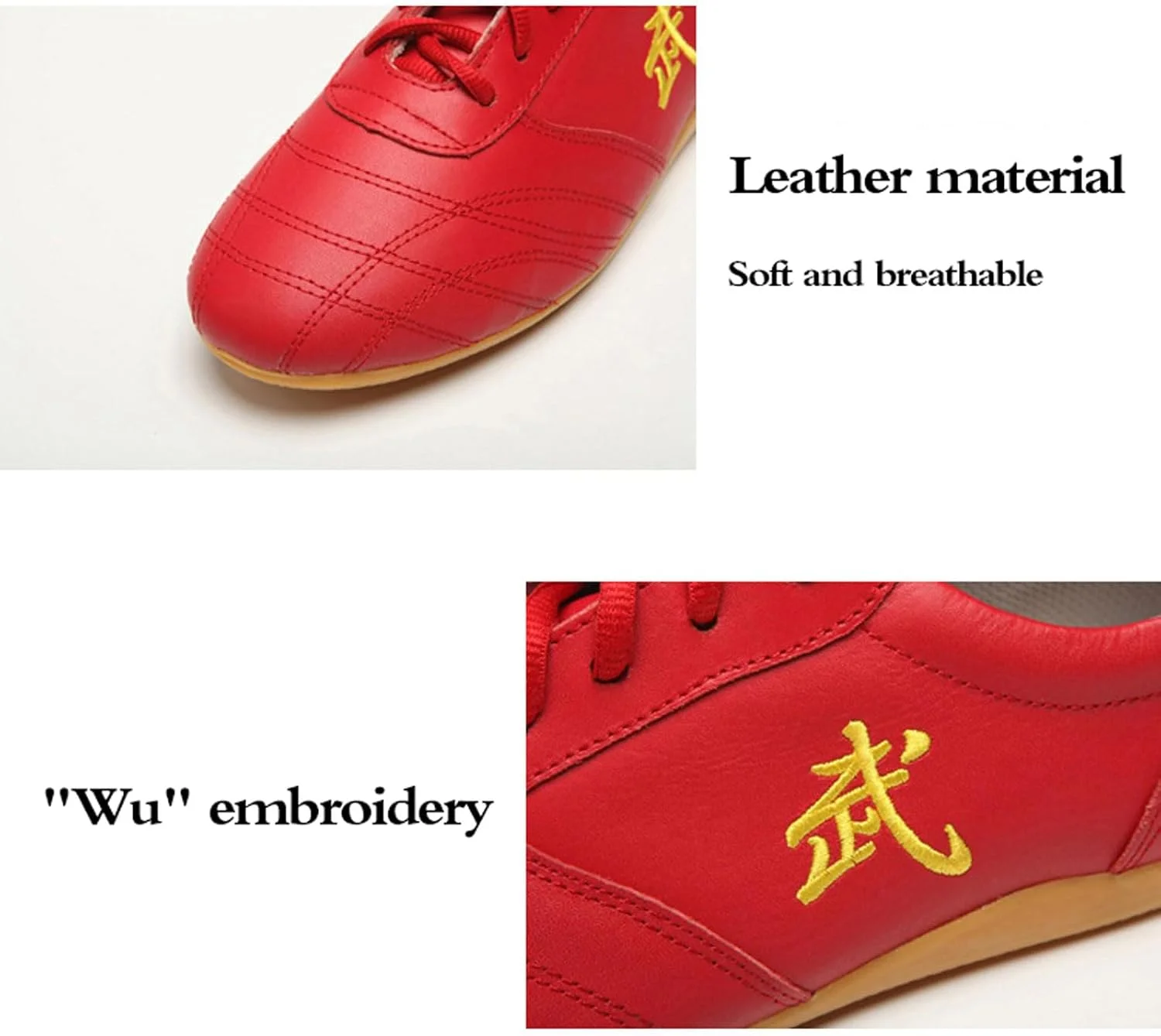 کفش تکواندو، کفش تای چی، مناسب برای آقایان و بانوان، کفش ووشو سنتی چینی چرمی، مناسب برای کودکان، غیر لغزنده، سبک، تنفس پذیر، برای تکواندو، کاراته، کونگ فو، وینگ چون، بوکس