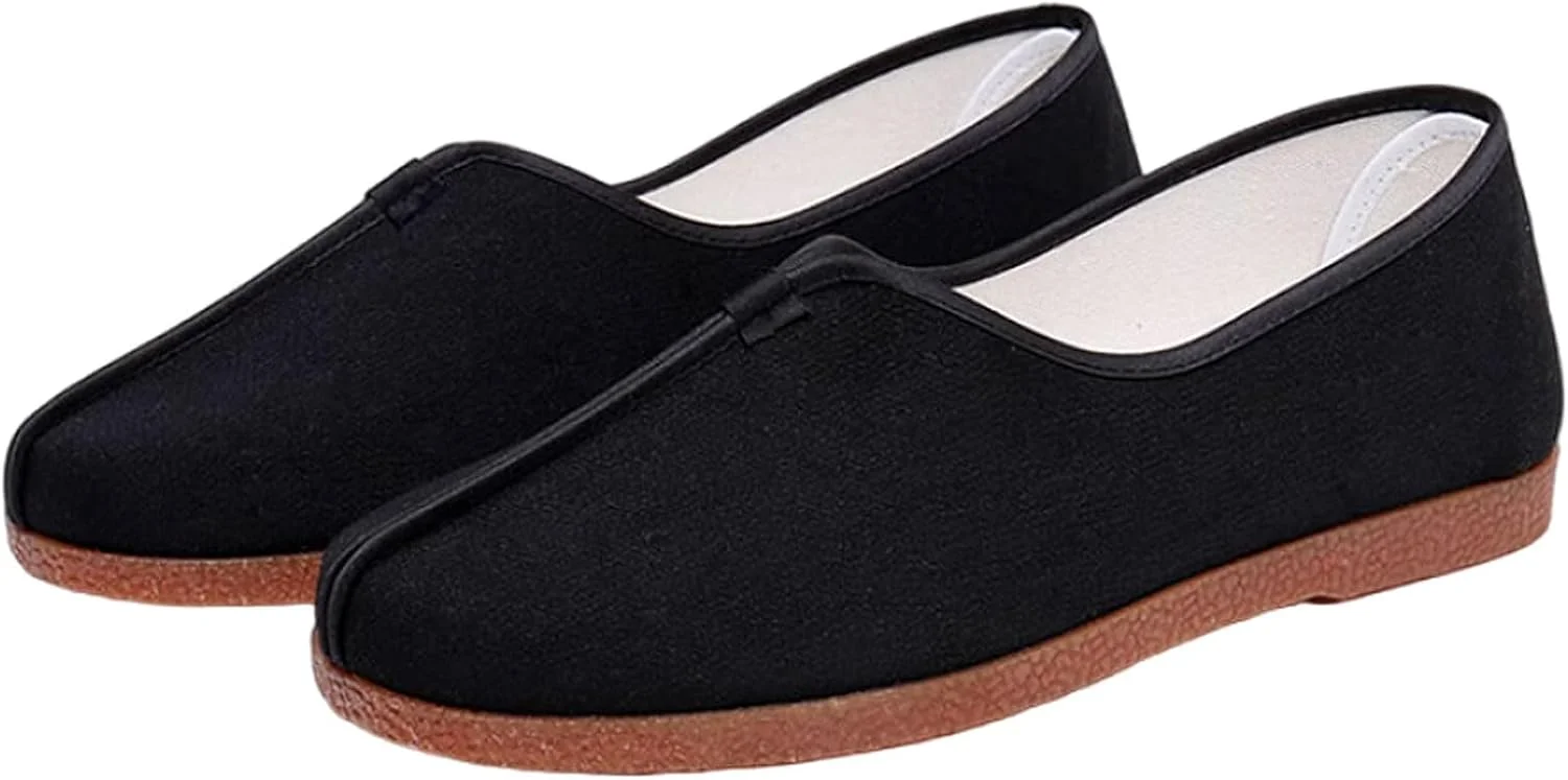 کفش پارچه ای تای چی، کفش کانواس کونگ فو مردانه، دمپایی انعطاف پذیر هنرهای رزمی، پوشیدن و درآوردن آسان، ضد لغزش، برای گردش های روزانه، پیاده روی و دویدن