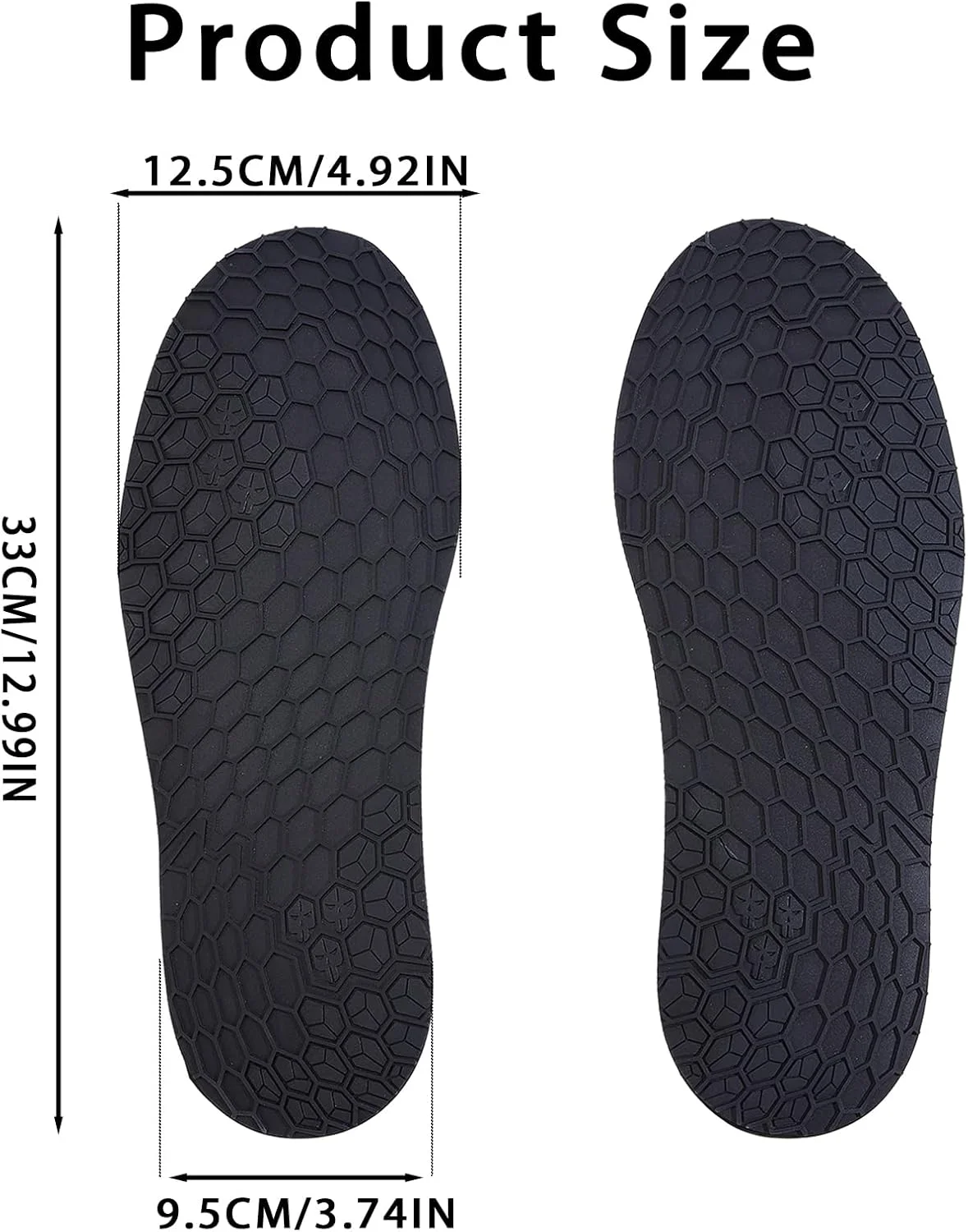 NICENEEDED یک جفت زیره لاستیکی جایگزین کفش، محافظ زیره ضد لغزش 13 اینچی با طرح لانه زنبوری شش ضلعی، تعمیر زیره کفش مشکی برای چکمه های DIY