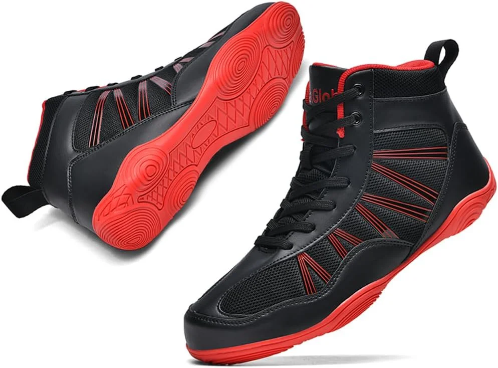 کفش بوکس مردانه ساق بلند، کفش رینگر ضد لغزش، کفش هنرهای رزمی تنفسی، چکمه های بوکس آموزش حرفه ای، مناسب برای هر دو جنس