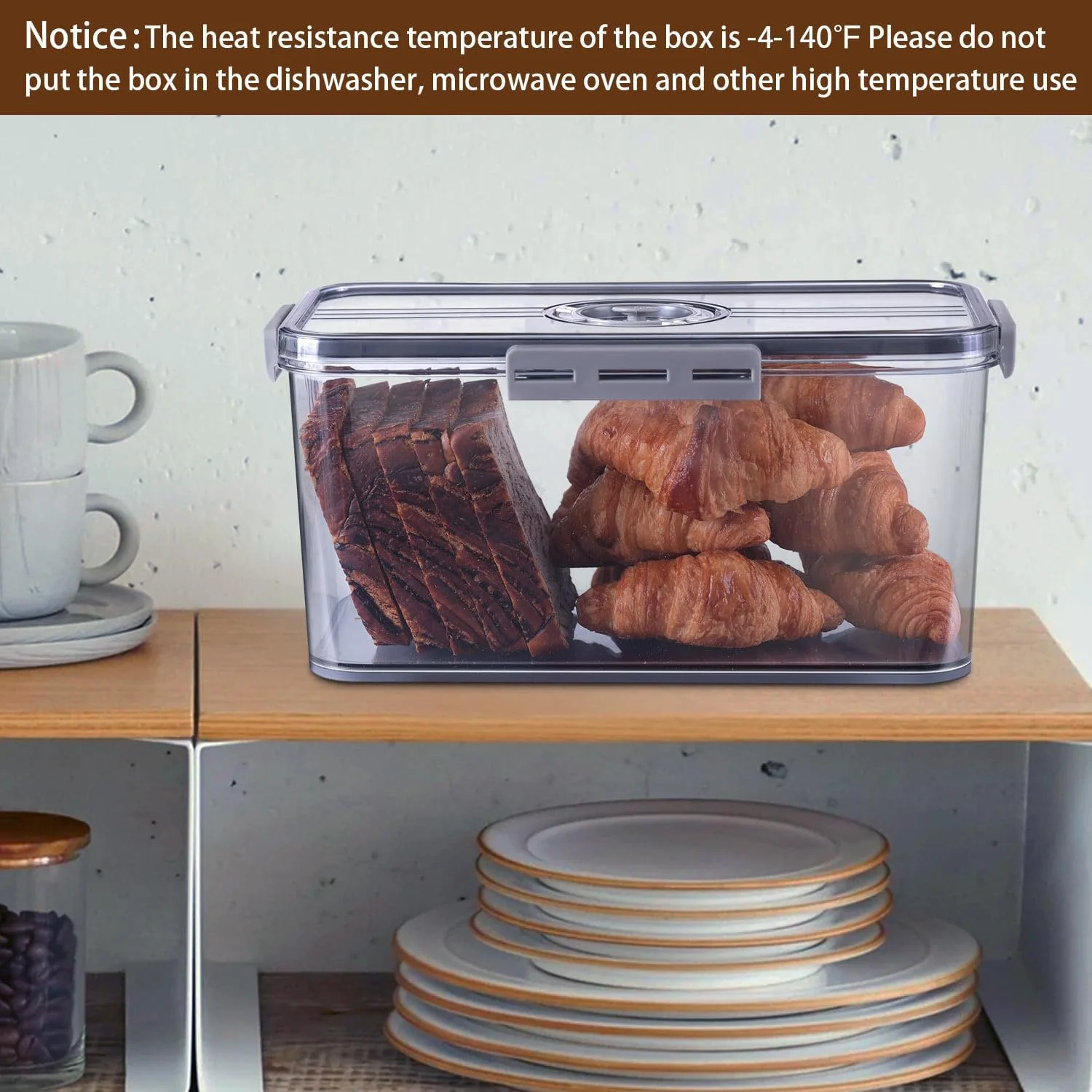 ظرف نان برای روی کابینت آشپزخانه، محفظه نگهداری نان با درب برای نان خانگی