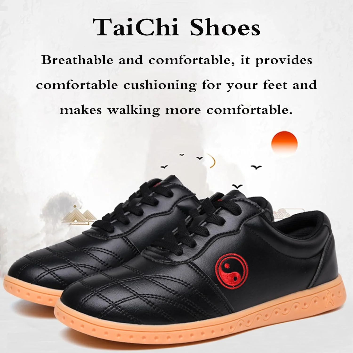 کفش‌های تای‌چی ووشو کونگ‌فو چی‌گونگ، کفش‌های کونگ‌فو، کتانی هنرهای رزمی سنتی، تنفسی، راحت، مقاوم در برابر سایش، برای تای‌چی، هنرهای رزمی، تمرینات روزانه، اجراها و غیره.