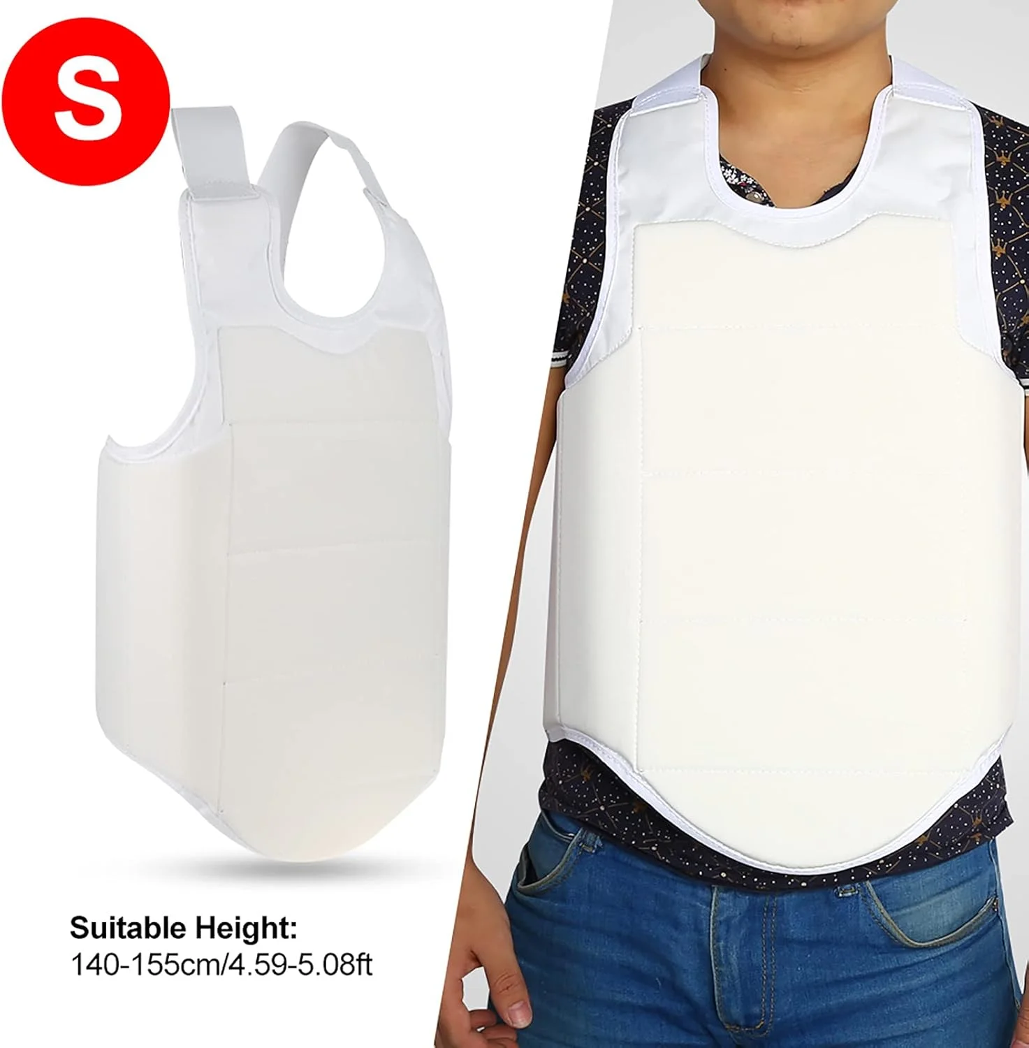 محافظ سینه کاراته، پد فوم الاستیک بالا، محافظ سینه کاراته طراحی ارگونومیک و ظریف برای کاراته و تکواندو (S)