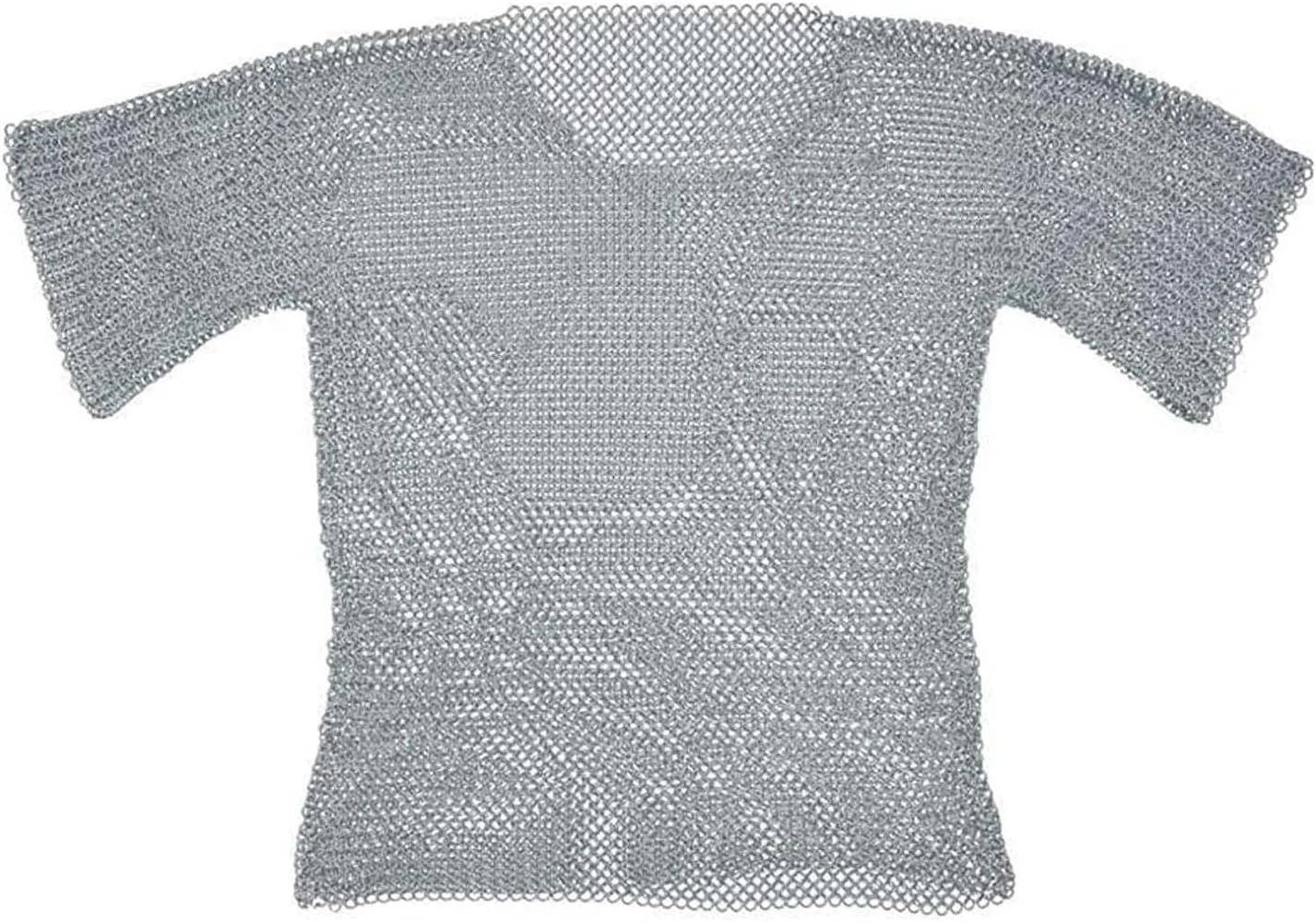 نیم تنه زره زنجیری آستین کوتاه AnNafi® | زره زنجیری آلومینیومی با حلقه های 10 میلی متری نقره ای | لباس قرون وسطایی | زره SCA