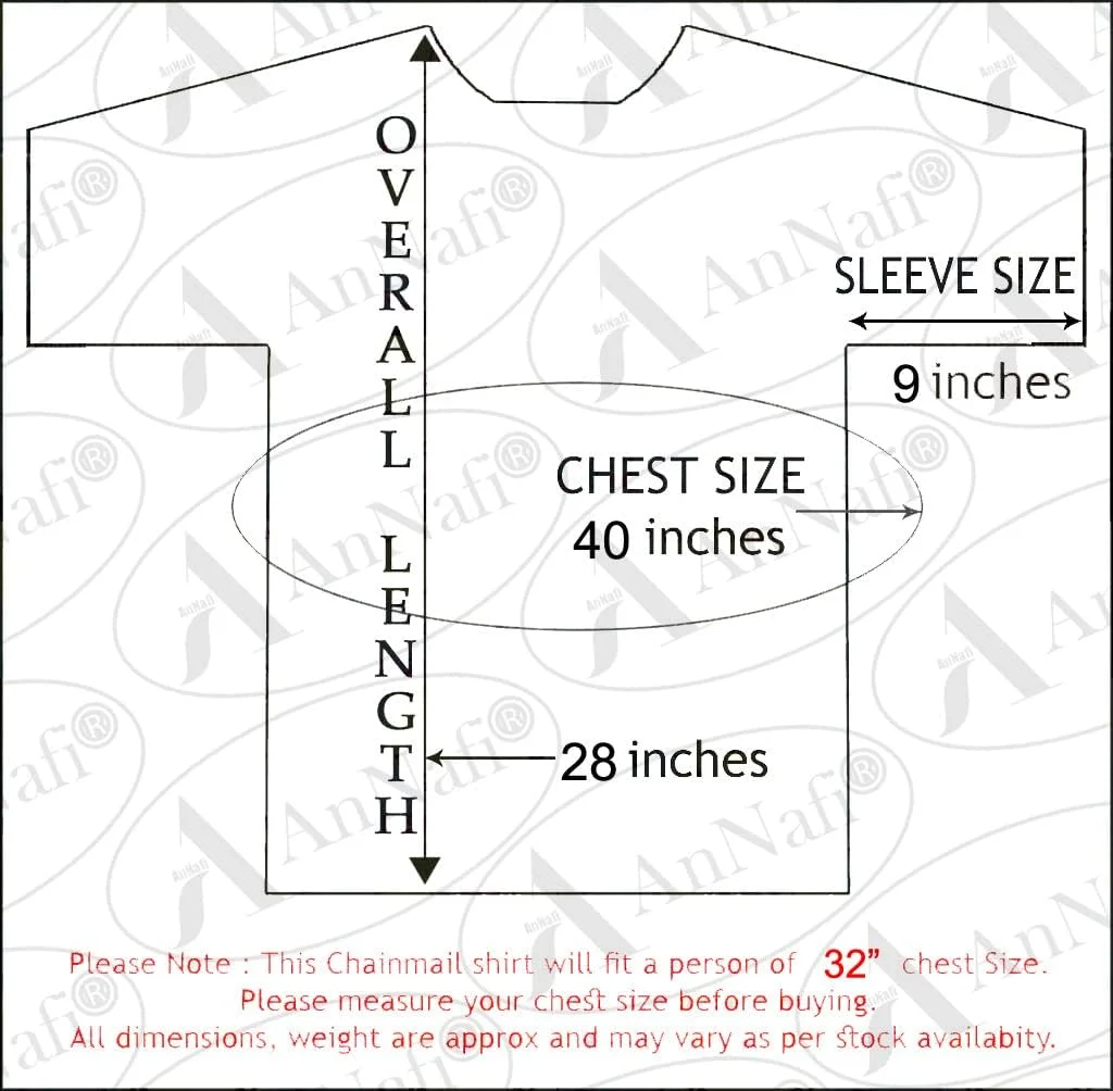 نیم تنه زره زنجیری آستین کوتاه AnNafi® | زره زنجیری آلومینیومی با حلقه های 10 میلی متری نقره ای | لباس قرون وسطایی | زره SCA