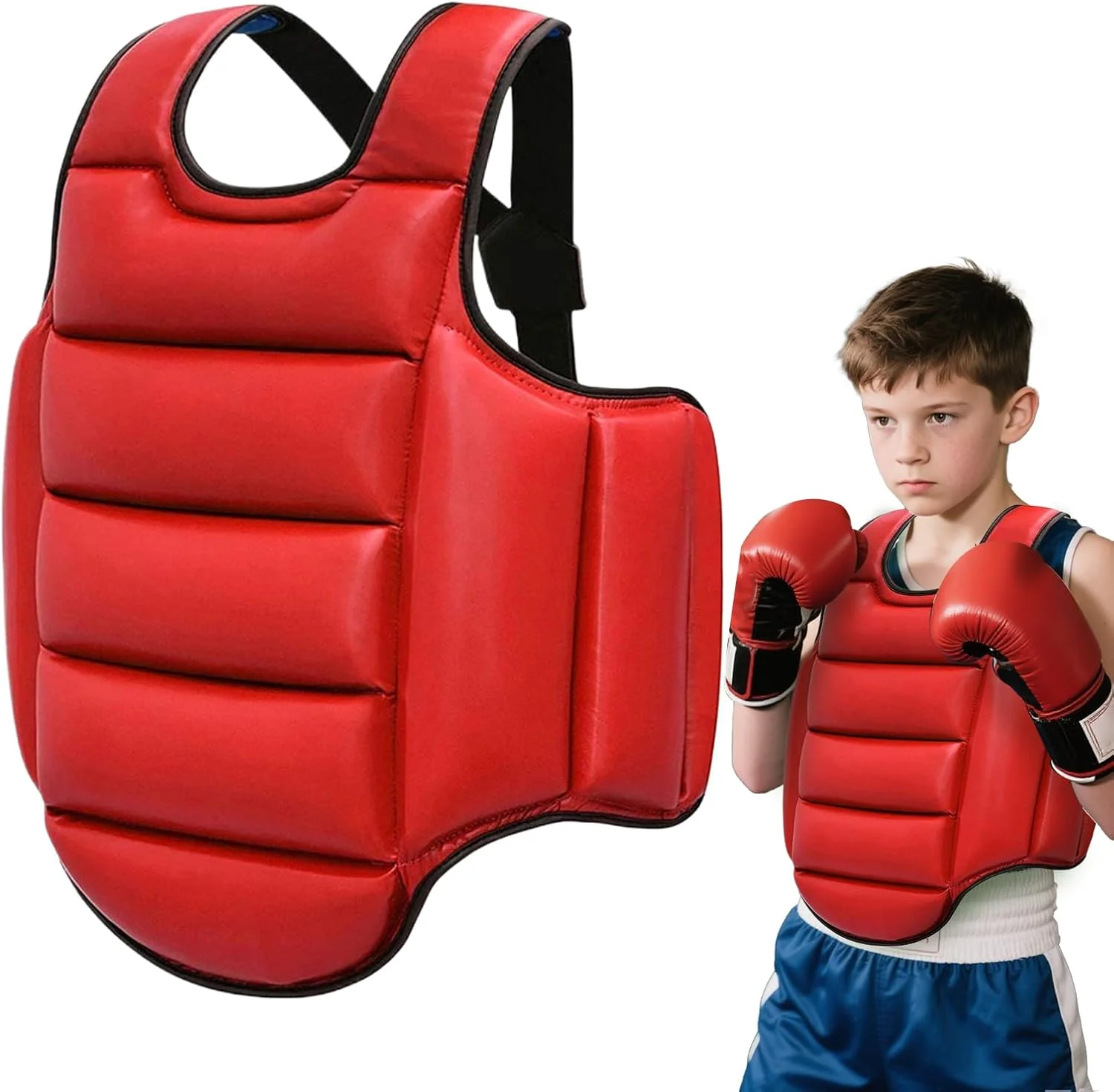 محافظ بدن بوکس - محافظ سینه و شکم برای کیک بوکسینگ - لوازم جانبی تمرین تنفسی و قابل تنظیم برای ورزش های رزمی