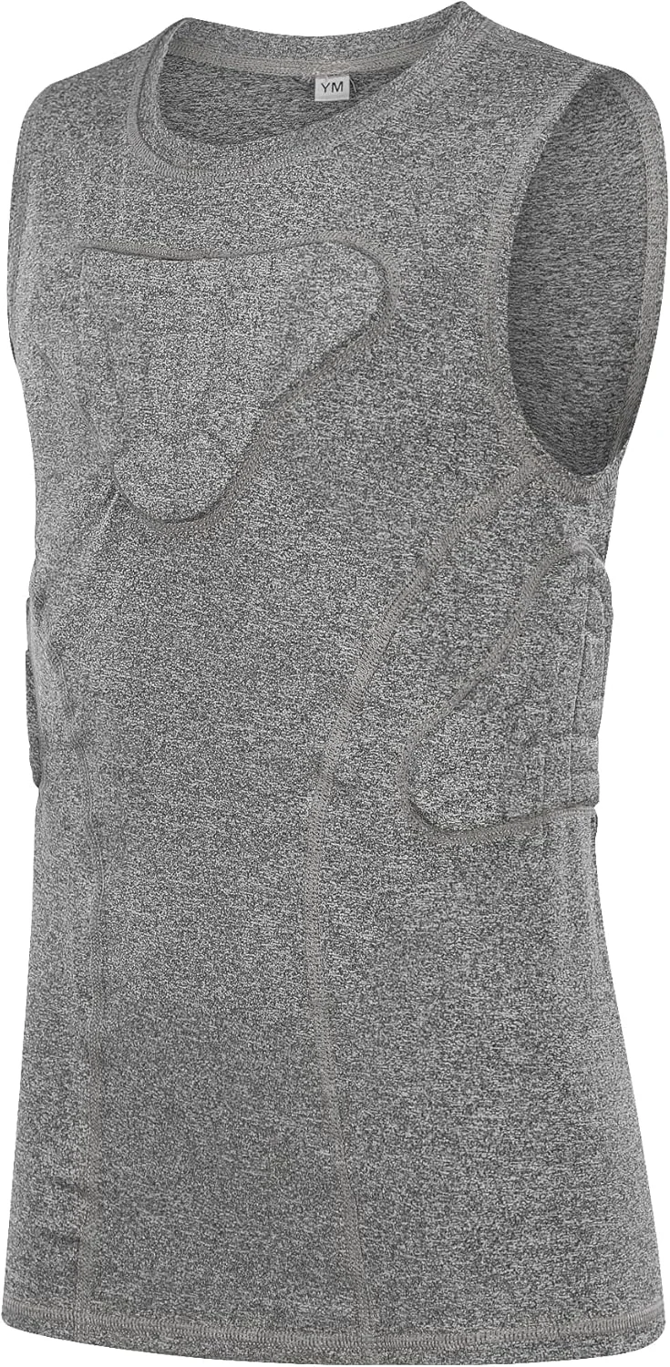 تی شرت فشاری پد دار و جلیقه محافظ سینه، دنده و باسن پسرانه نوجوان DGXINJUN مناسب مسابقات ورزشی فوتبال و بیسبال