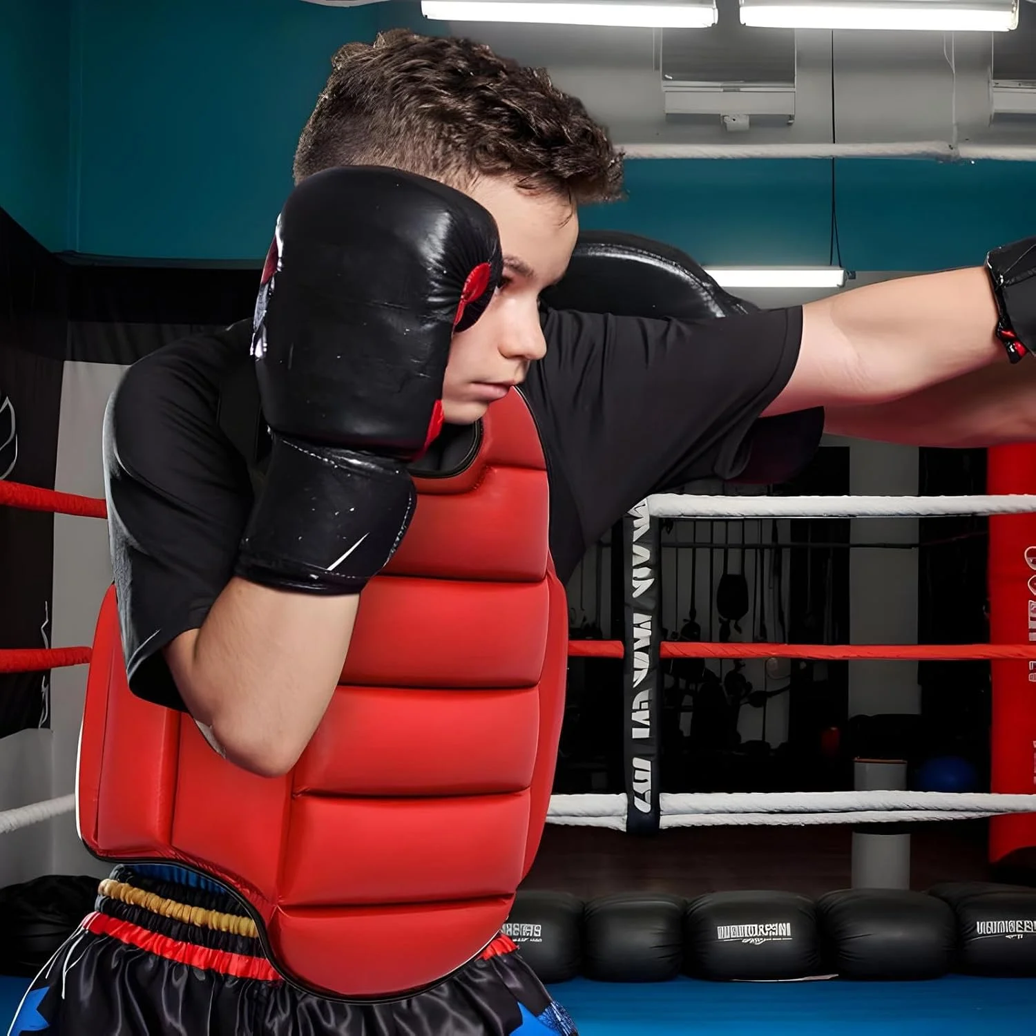 محافظ سینه بوکس، محافظ سینه کیک بوکسینگ دو طرفه | پد محافظ بدن قابل تنظیم لوازم جانبی اسپارینگ برای مسابقات هنرهای رزمی