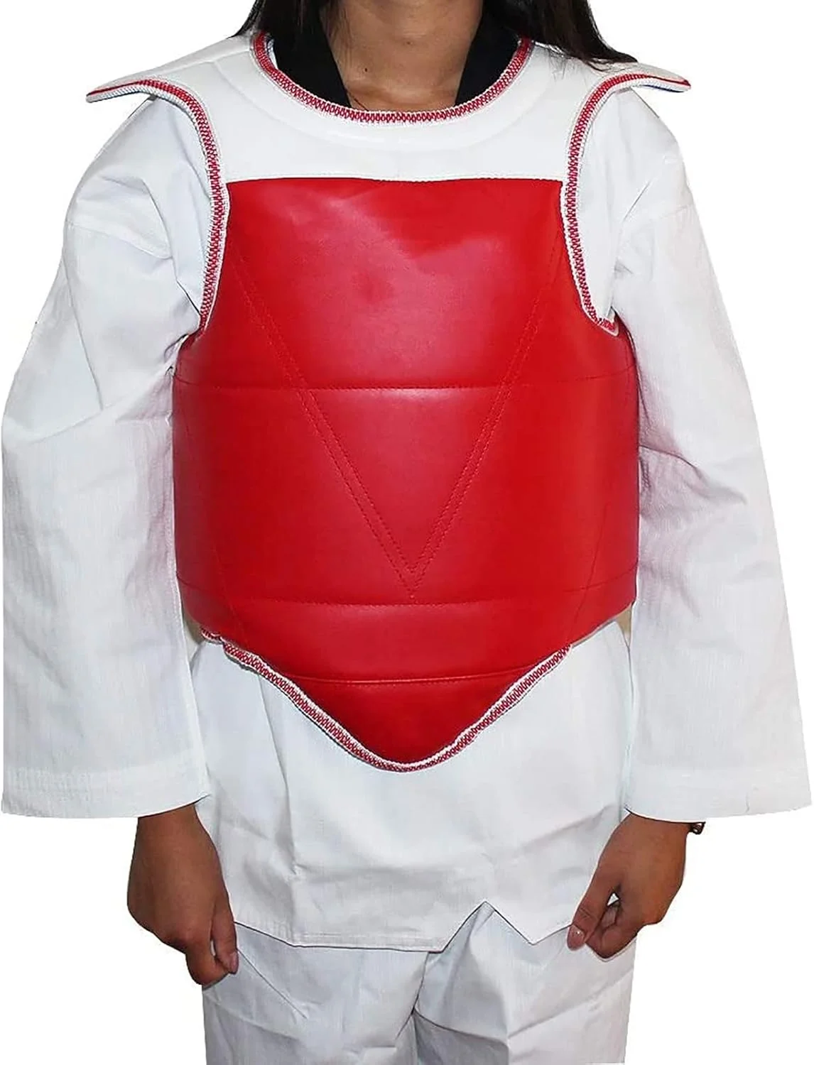 محافظ سینه تکواندو، محافظ سینه بوکس، محافظ سینه دو طرفه برای تمرین مسابقه، محافظ سینه کاراته تکواندو (رنگ: قرمز)