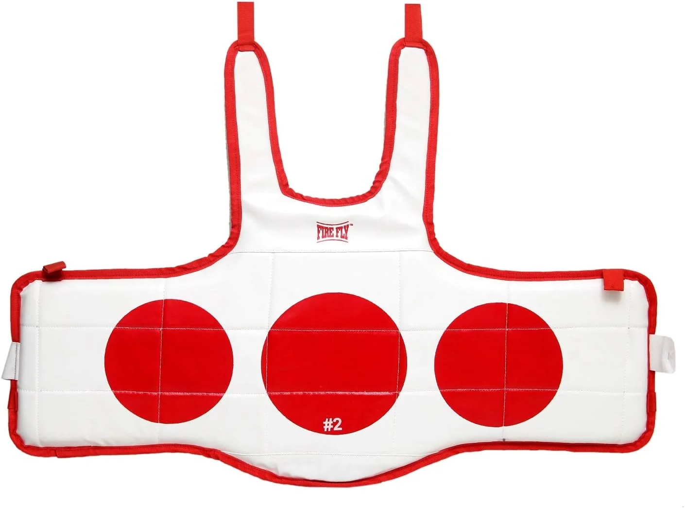 محافظ سینه تکواندو فایر فلای، پد محافظ یک تکه PU، محافظ دو طرفه بدن، تجهیزات محافظ جلوی بدن برای تمرین کاراته، انتخاب رنگ **آبی و قرمز** (M، قرمز)