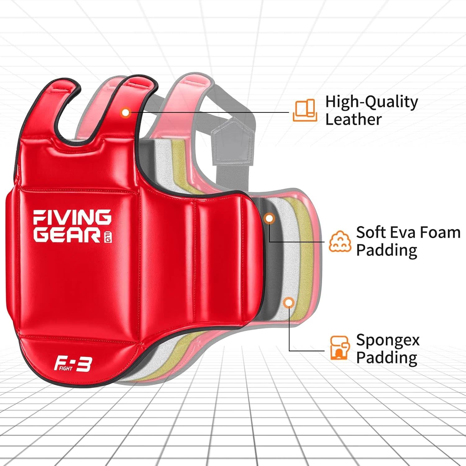 محافظ بدن برگشت پذیر FIVING برای بوکس، محافظ سینه MMA موی تای، محافظ سنگین برای تمرینات رزمی، محافظ قسمت بالایی شکم، جلیقه تکواندو