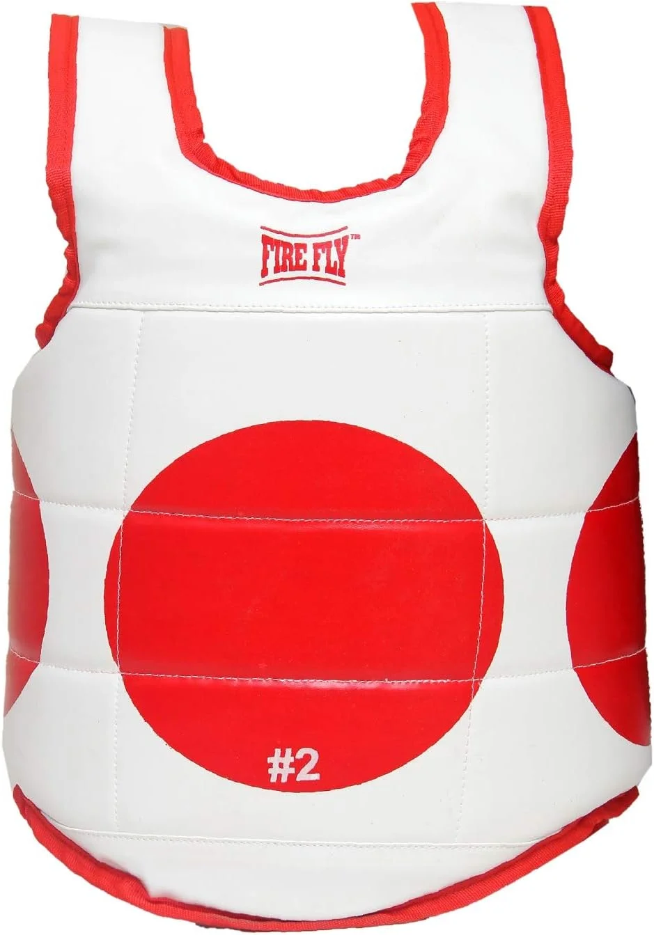 محافظ سینه تکواندو فایر فلای، پد محافظ یک تکه PU، محافظ دو طرفه بدن، تجهیزات محافظ جلوی بدن برای تمرین کاراته، انتخاب رنگ **آبی و قرمز** (M، قرمز)