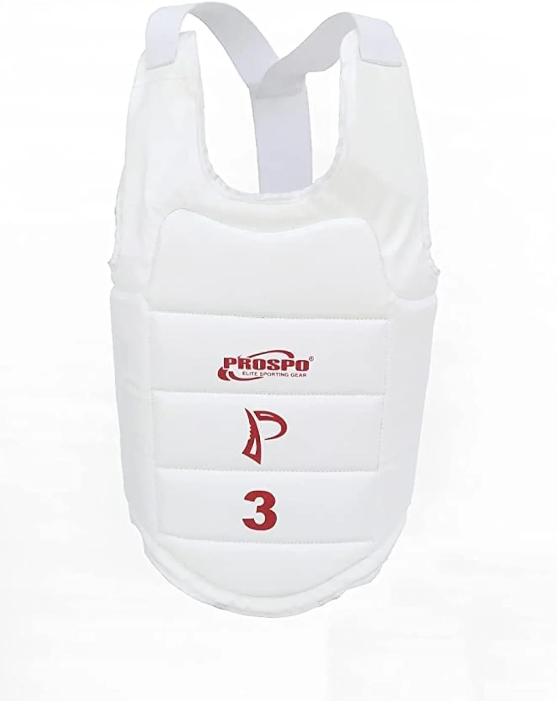 محافظ سینه کاراته Prospo، ساخته شده از چرم مصنوعی. رنگ: سفید