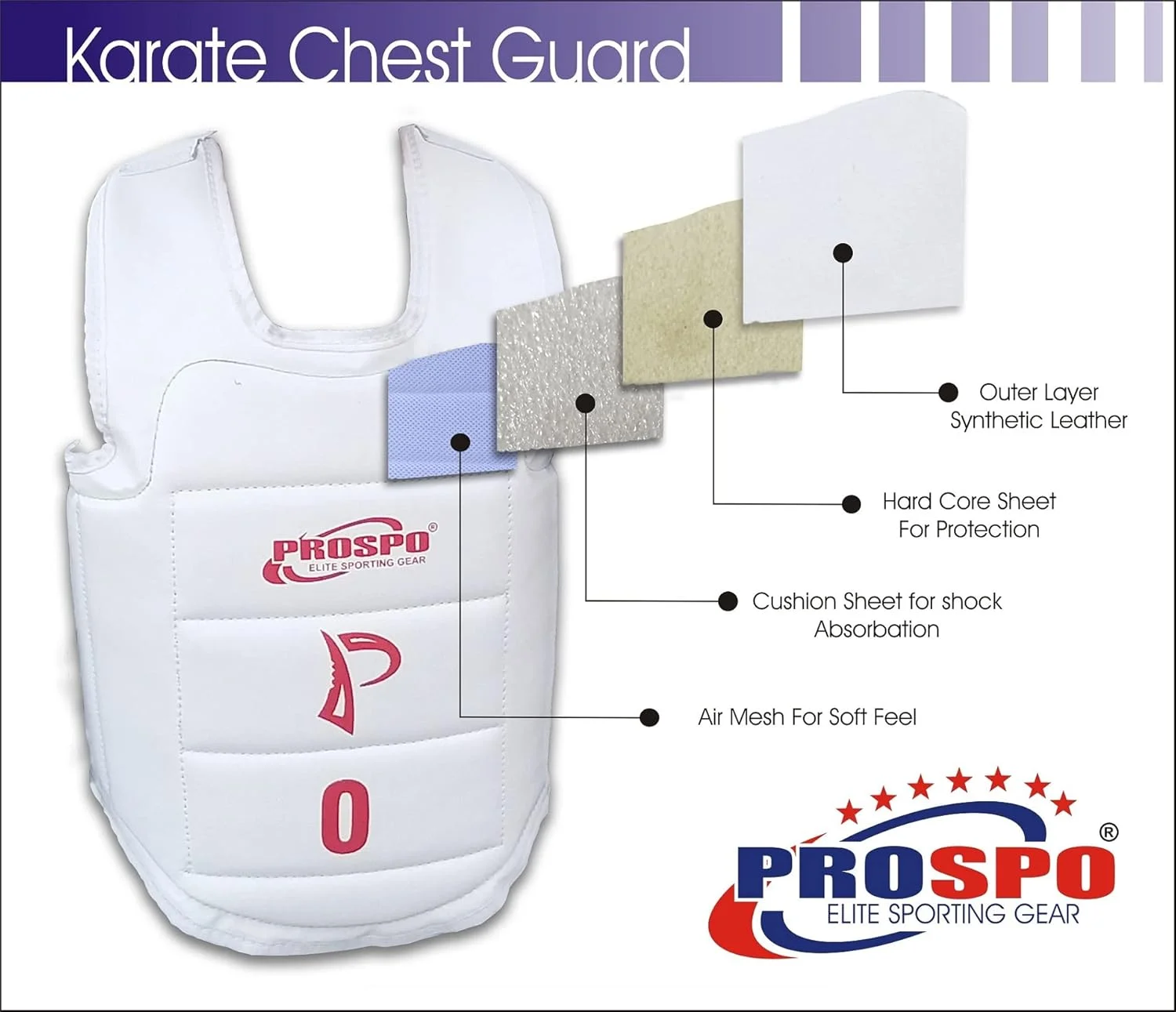 محافظ سینه کاراته Prospo، محافظ سینه ووشو، محافظ سینه (مناسب برای همه)، سفید محافظ سینه کاراته Prospo، محافظ سینه ووشو، محافظ سینه (مناسب برای همه)، سفید