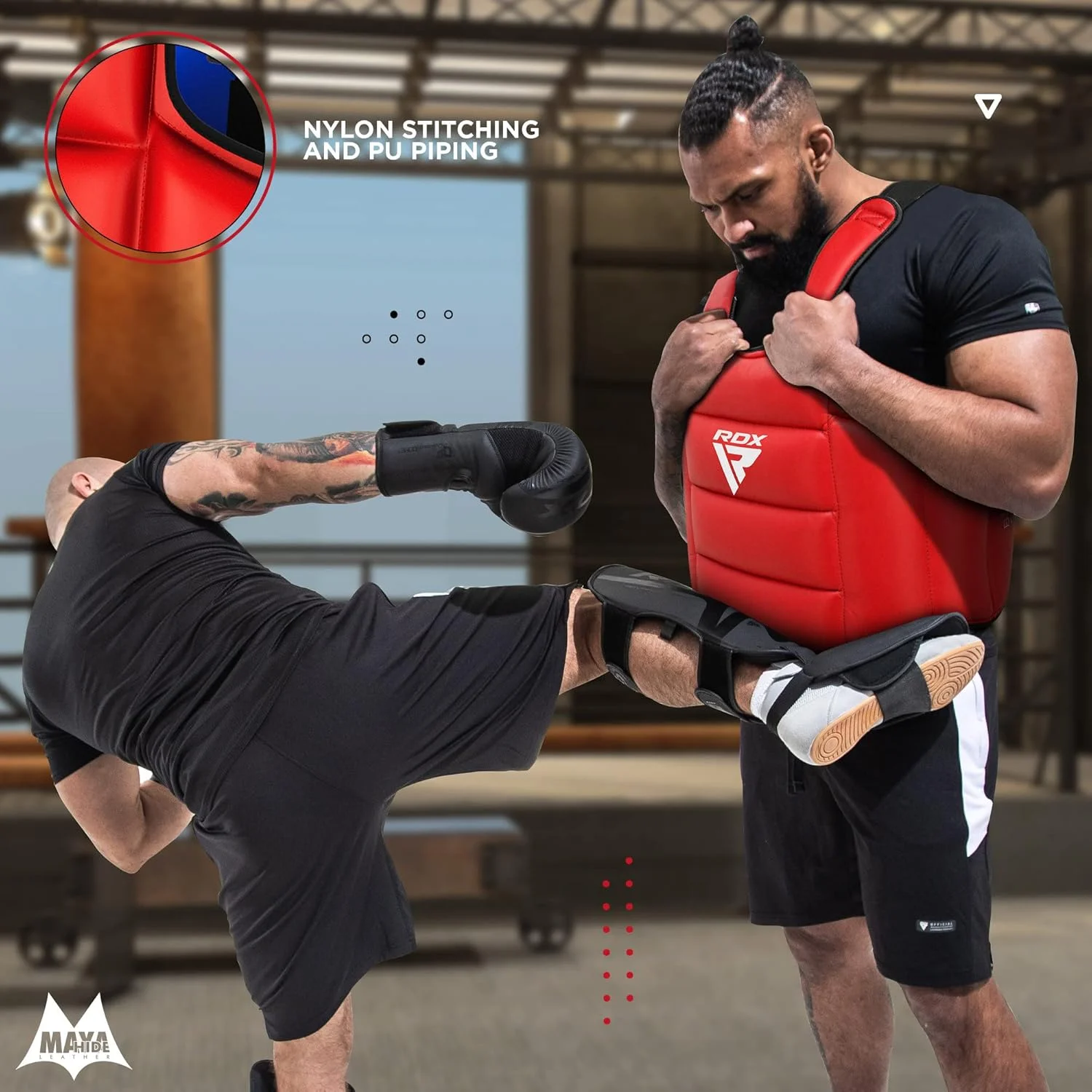 محافظ سینه بوکس RDX دو طرفه، محافظ بدن کیک بوکسینگ MMA موی تای، تمرینات اسپارینگ و مشت زنی سنگین، محافظ ضربه قابل تنظیم، پد محافظت از دنده و شکم، جلیقه تکواندو