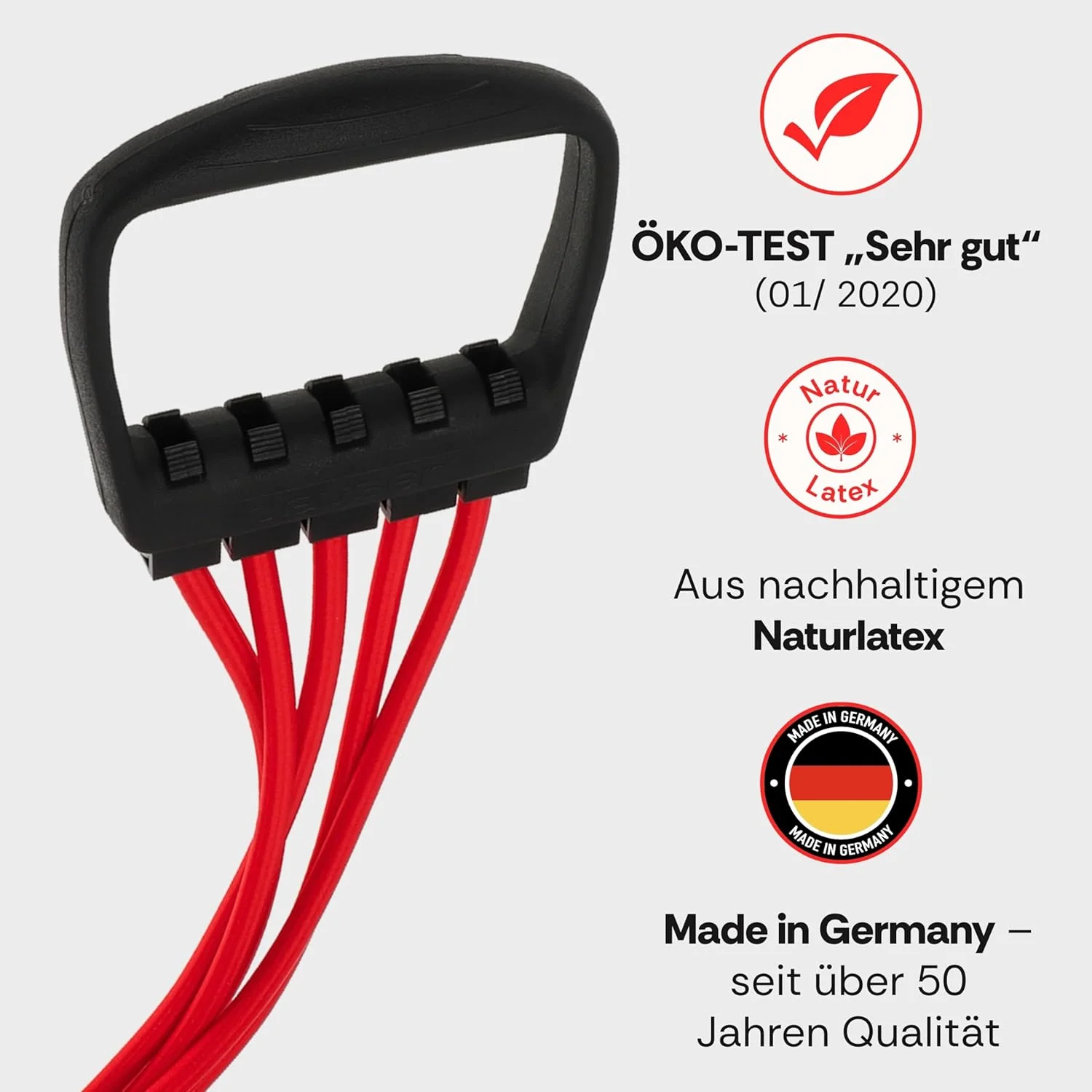 کش تمرین Deuser Original با دسته، تولید شده در آلمان برای بیش از 50 سال، از لاتکس طبیعی، برای تمرینات قدرتی، تناسب اندام، ورزش، بارفیکس، یوگا